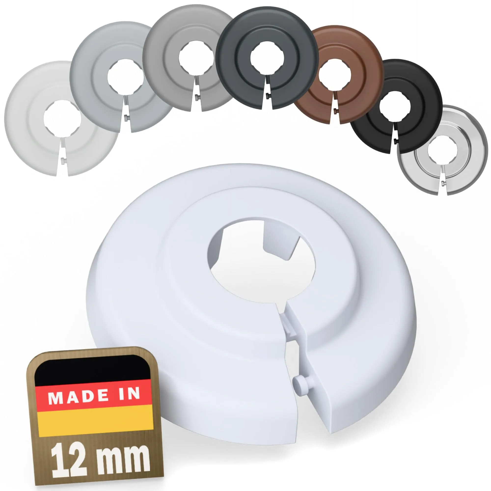 FUX Copri Tubi Termosifoni - 10 Rosette per Termosifone 12mm, Bianco (RAL 9016)