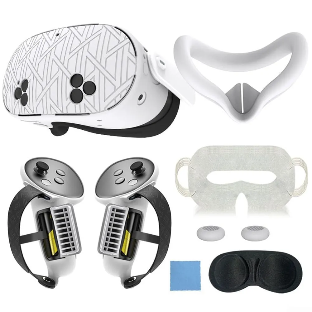 Set Completo di Protezione in Silicone Bianco per Meta Quest 3