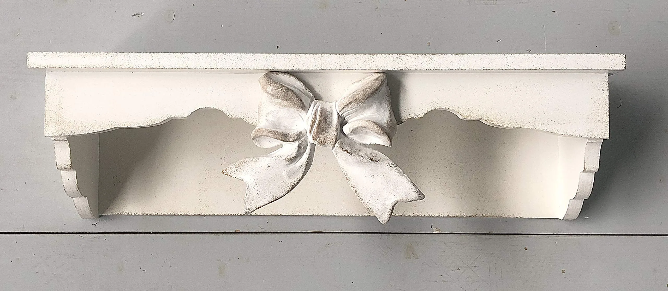 Mensola in legno shabby con fiocco 60x17cm h 18cm