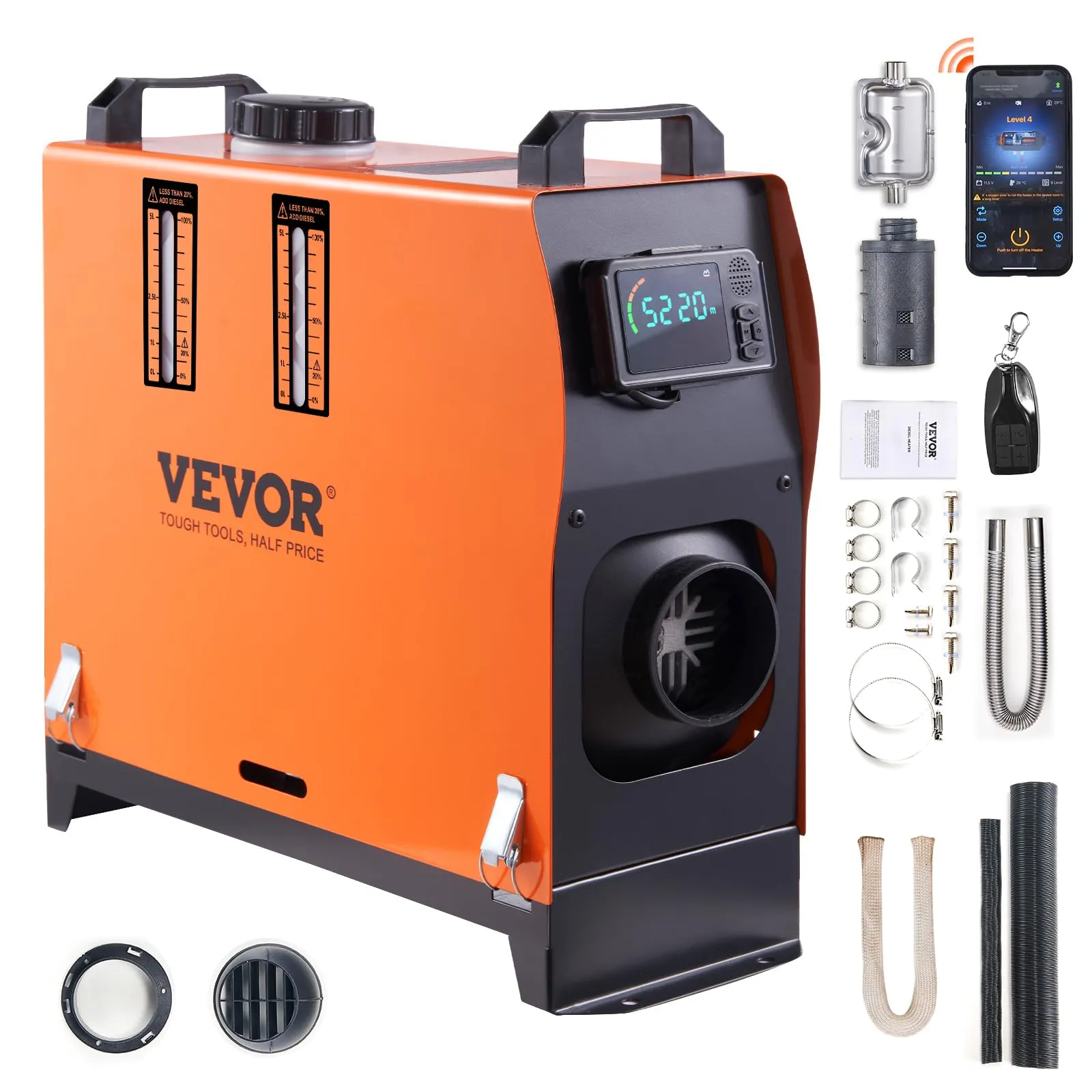 VEVOR Riscaldatore Diesel ad Aria 12V 8kW con Controllo Bluetooth e LCD