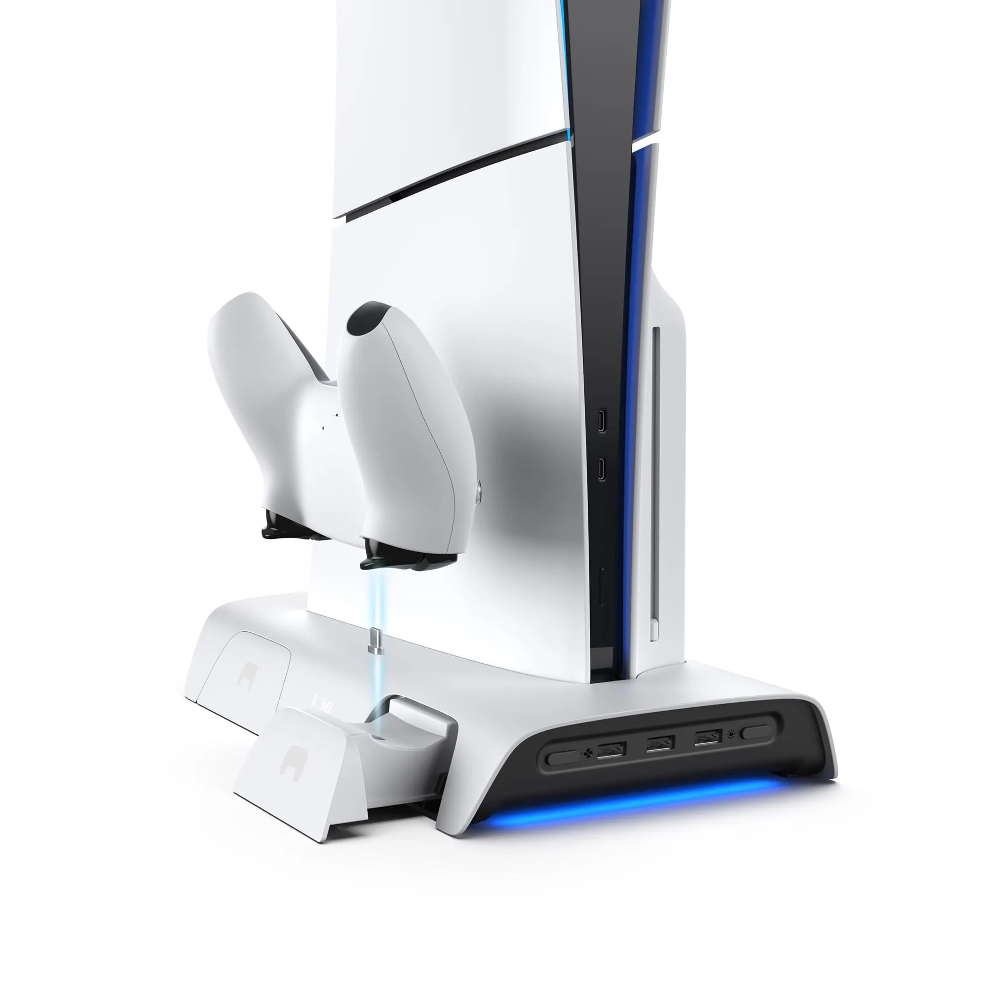 KIWI design D3 Supporto di Raffreddamento e Stazione di Carica PS5 Slim con Controller RGB