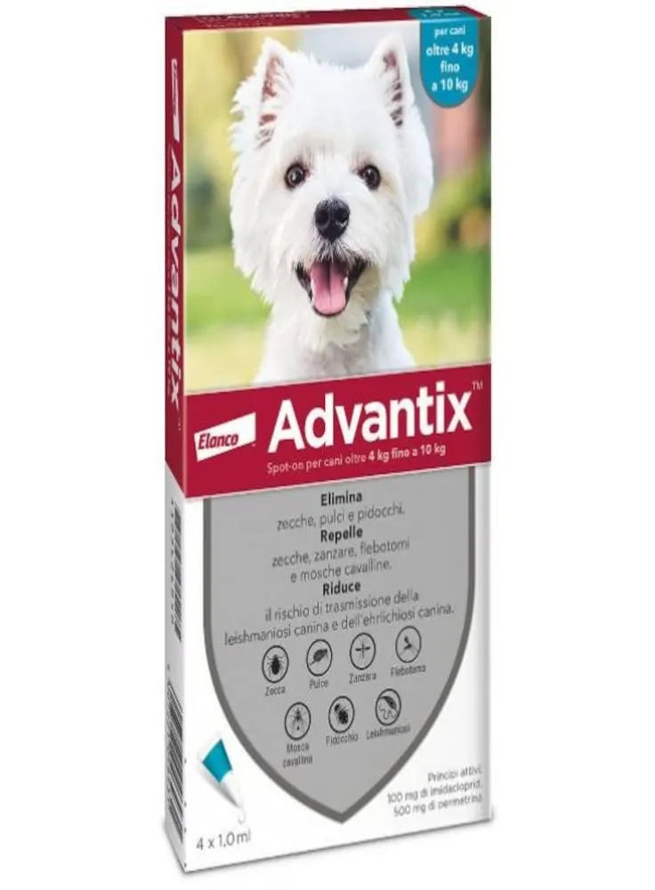 Advantix Spot On 4 Pipette per Cani da 4 a 10 kg