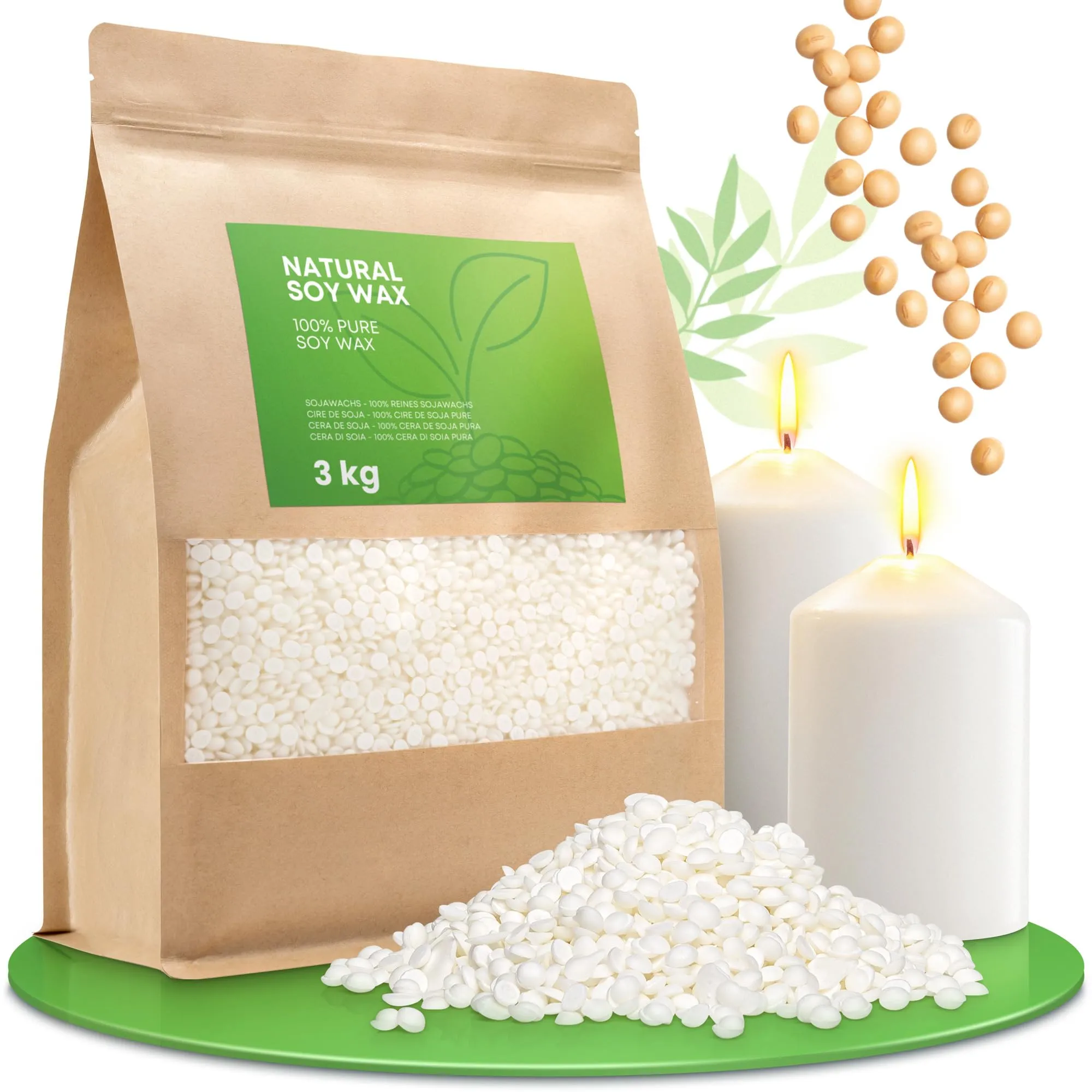 Cera di Soia per Candele MolinoRC - 3kg - Qualità Premium, 100% Naturale e Biodegradabile