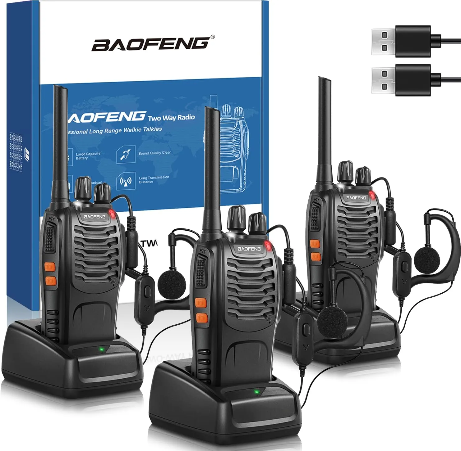 Baofeng Walkie Talkie PMR446 - 3 Unità