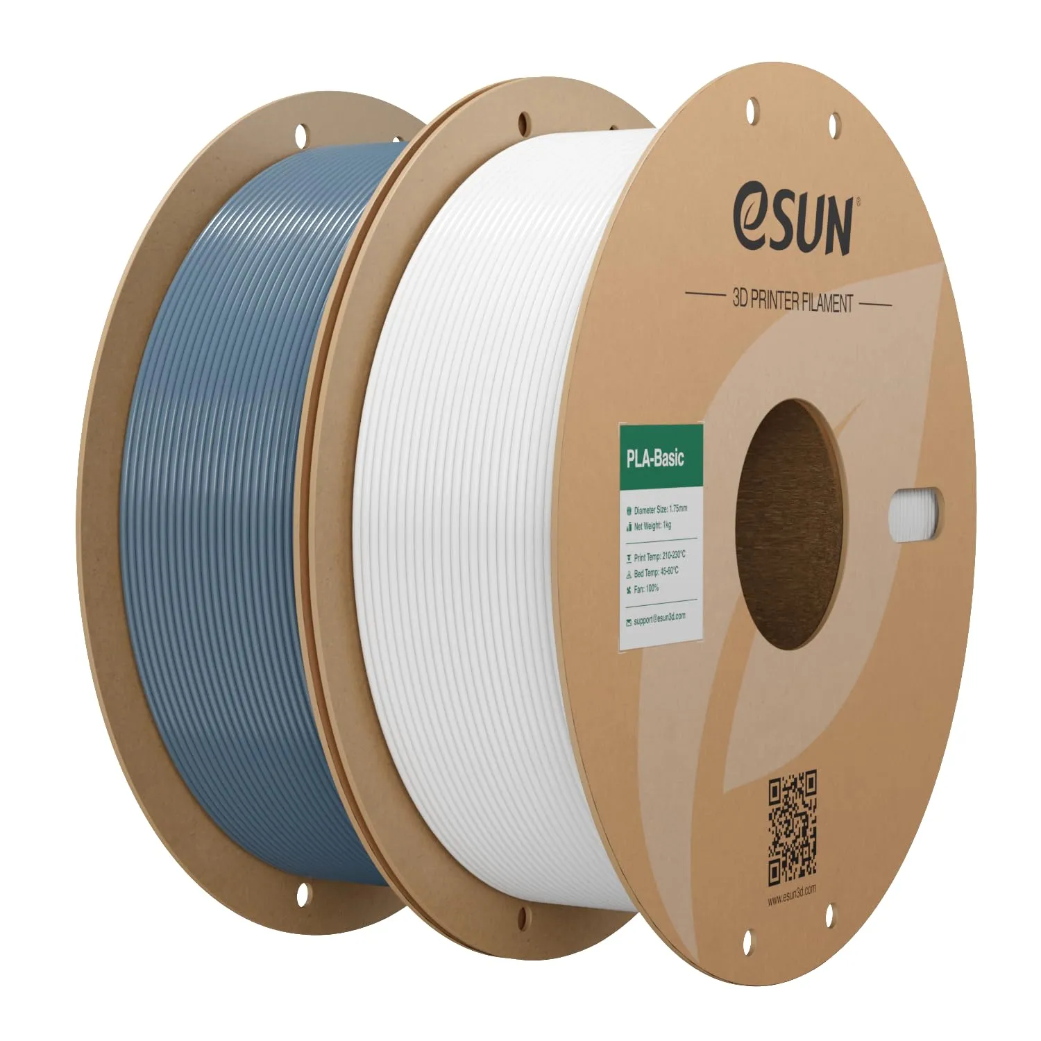 eSUN Filamento PLA Basic 1.75mm - Grigio + Bianco Freddo (Doppia Bobina)