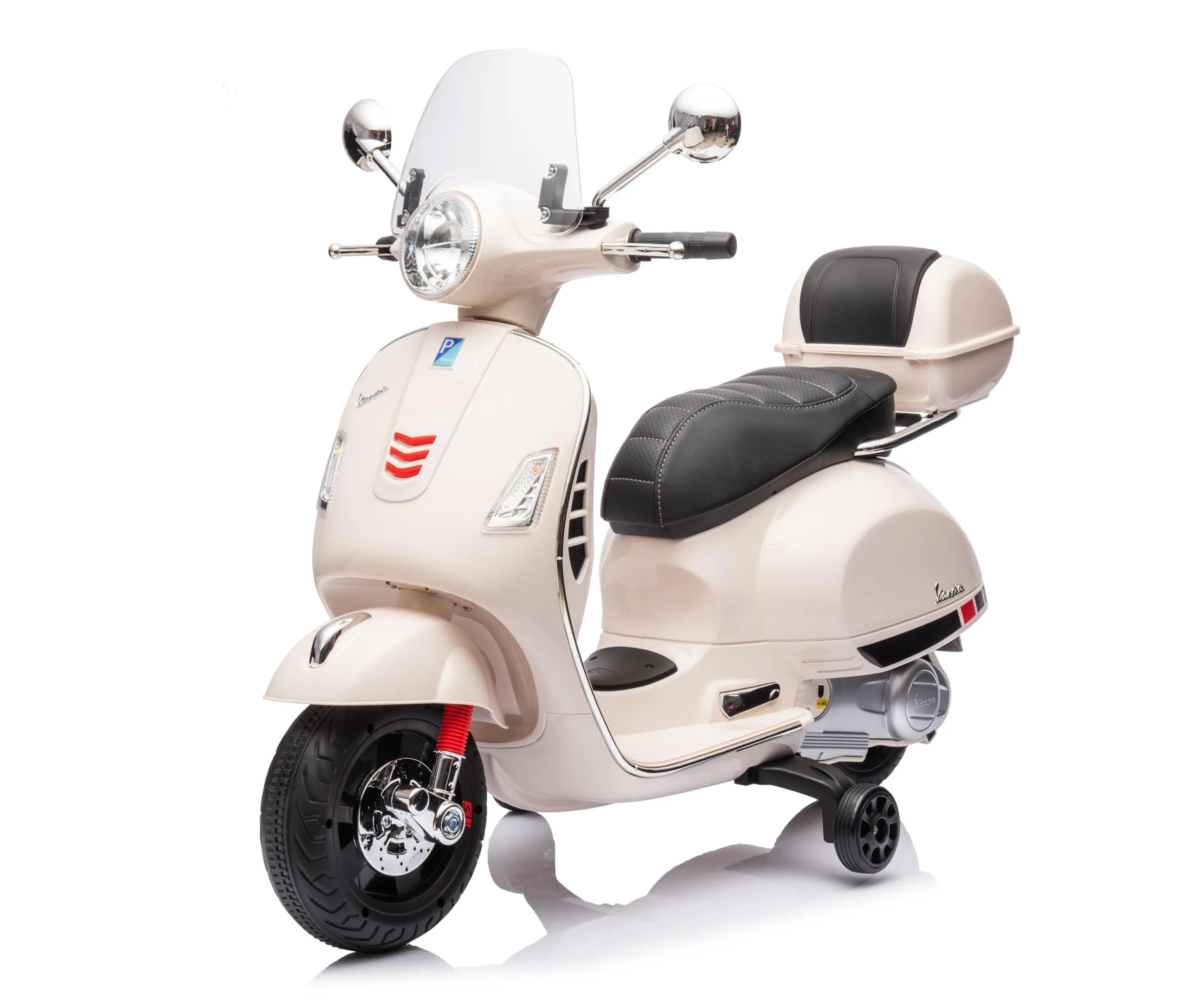 Mondial Toys Moto Elettrica Scooter per Bambini Vespa GTS Super Piaggio 12V - Bianco