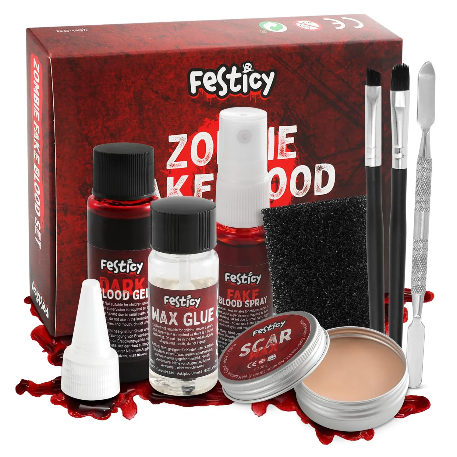 Festicy Sangue Finto Set Halloween: Effetti Speciali Realistici per Trucchi e Costumi