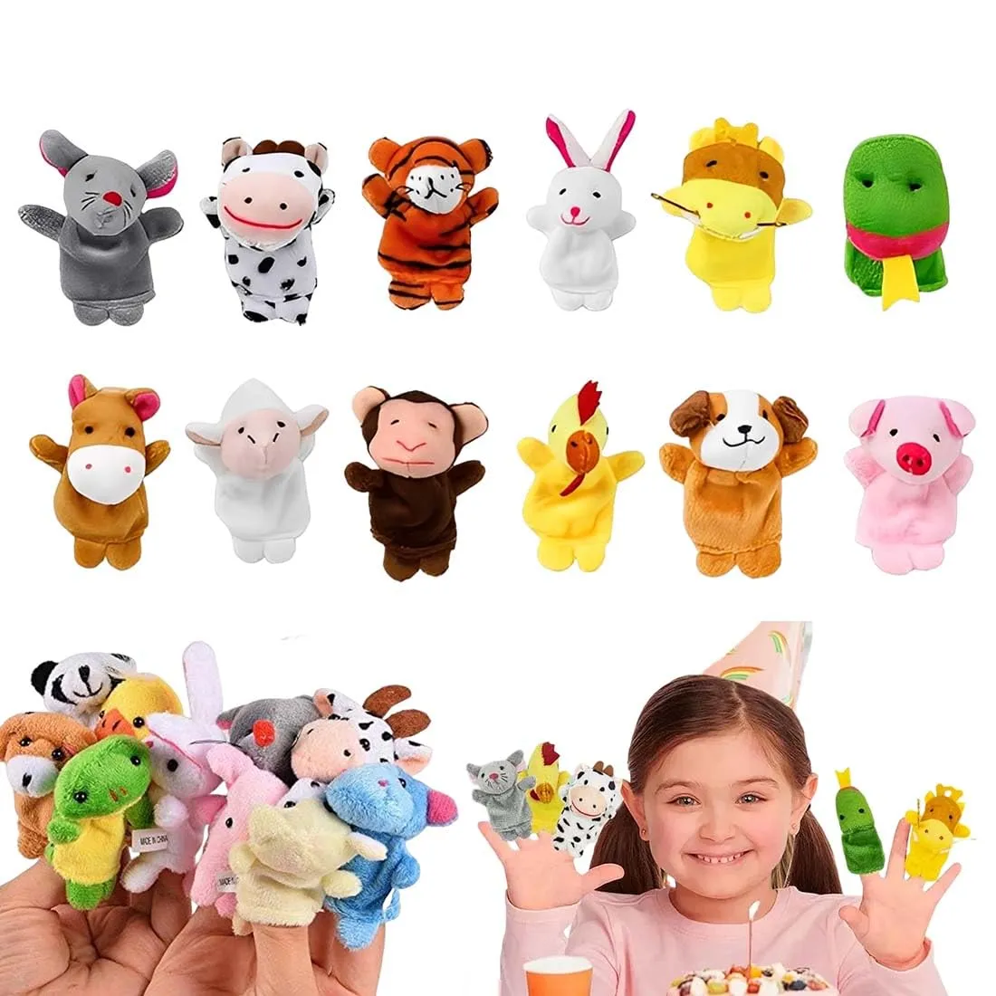 Set di 12 Burattini da Dito Zodiaco Cinese