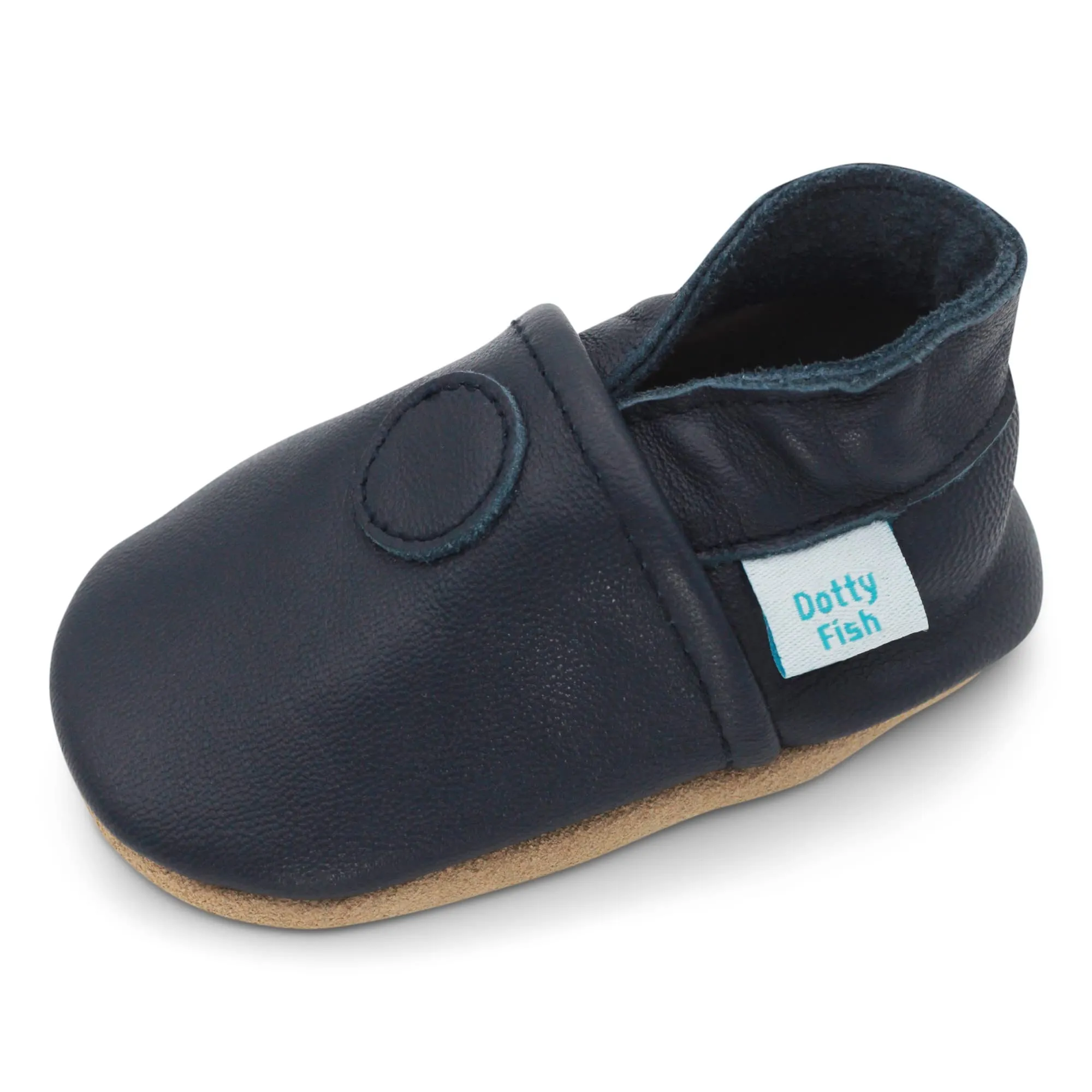 Dotty Fish Scarpine in Pelle Blu Navy per Neonati e Bambini