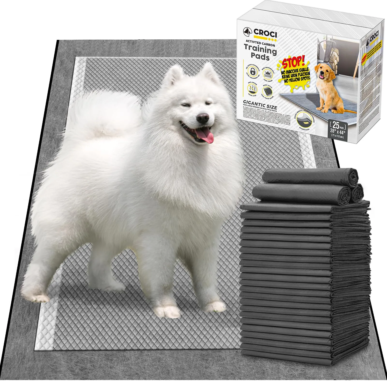 Croci Super Nappy Carboni Attivi XXL - Tappetini Igienici per Cani