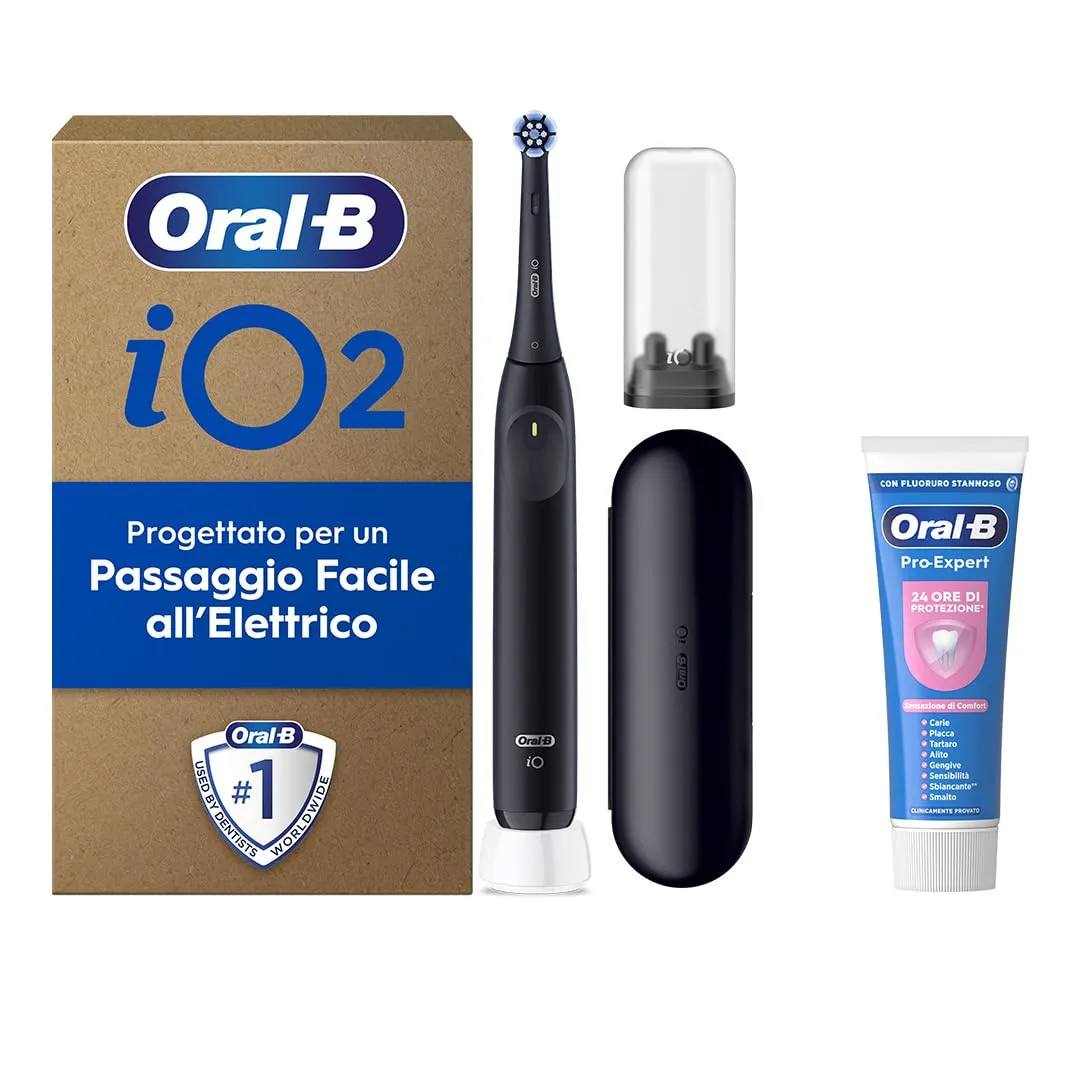 Oral-B iO 2 Nero Spazzolino Elettrico Ricaricabile + Dentifricio Pro-Expert