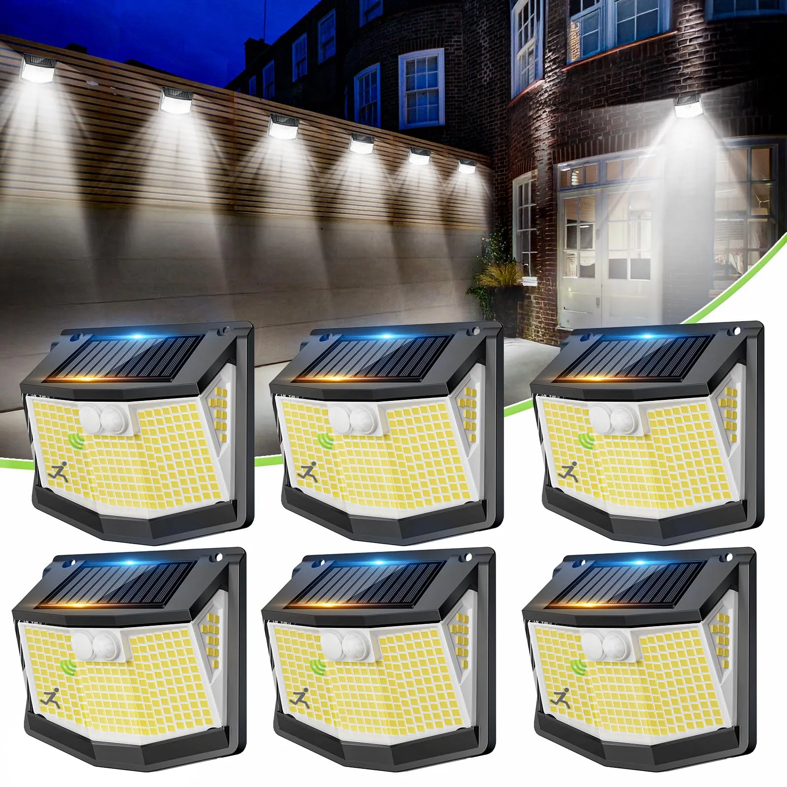 Kit 6 Lampade Solari LED da Esterno con Sensore di Movimento