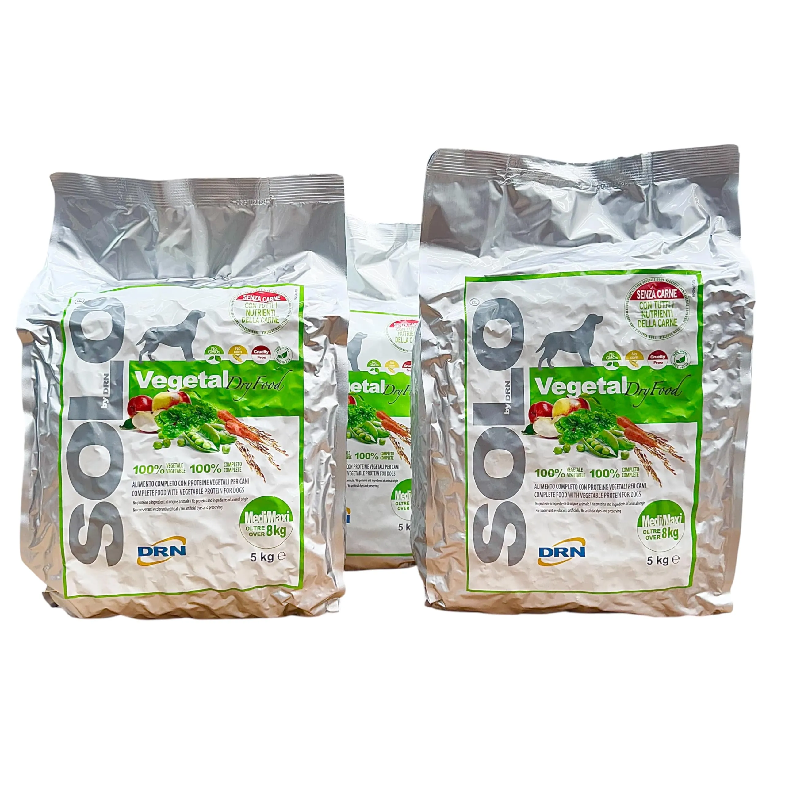 DRN Solo Vegetal Secco per Cani Adulti - 3 x 5kg (15kg Totali)