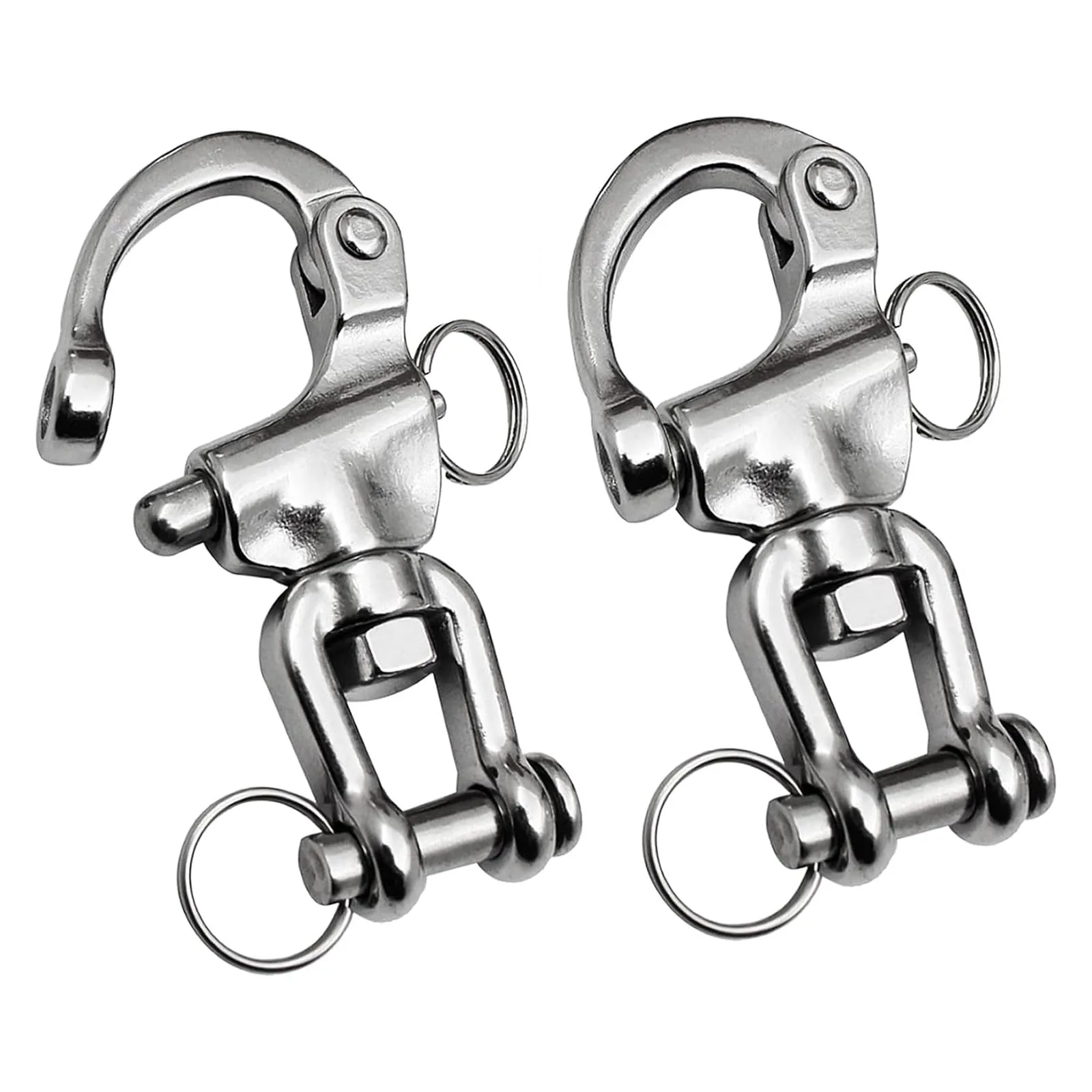Grillo Girevole in Acciaio Inox 316 con Gancio Antipatico - 70mm (Confezione da 2)