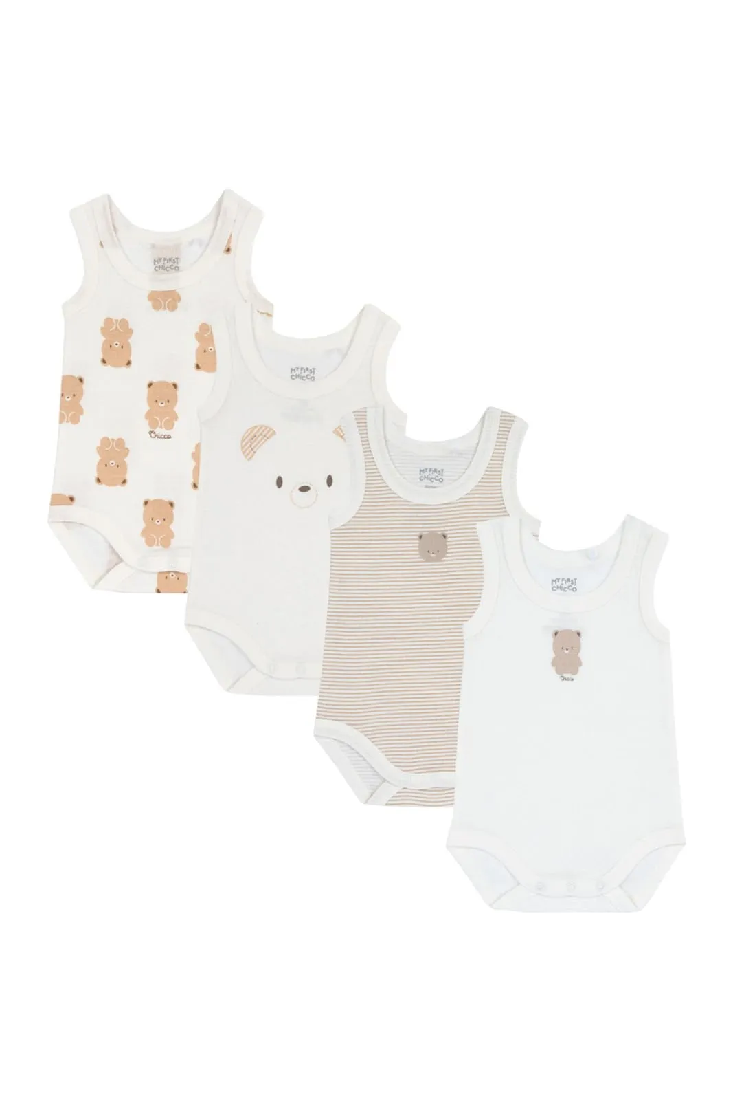 Chicco Set 3 Body Neonati Senza Maniche Cotone Bio 0-3 Mesi