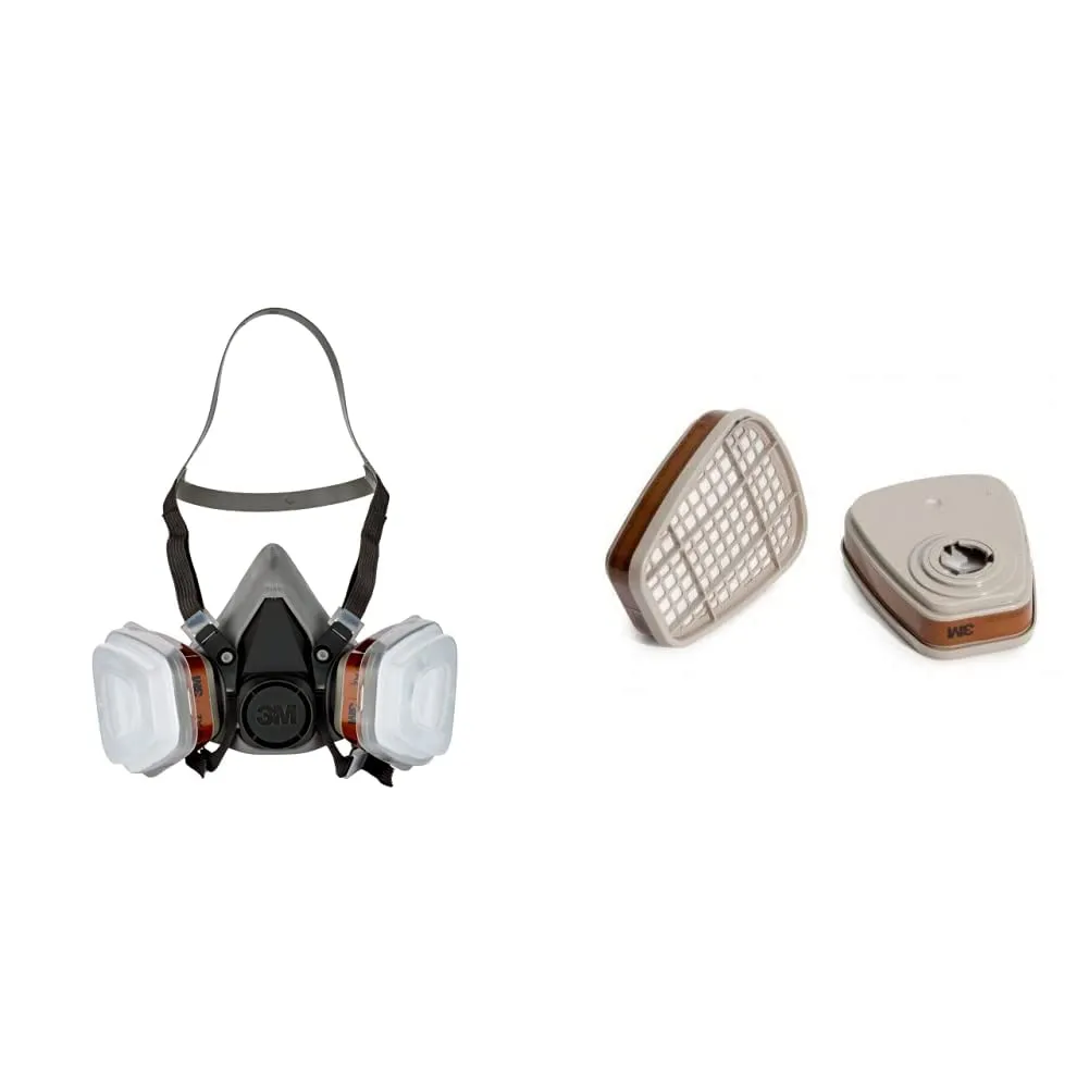 3M Kit Respiratore Semimaschera 6002C A2P2 con Filtri 6055 A2 - Protezione Avanzata per Verniciatura e Polveri