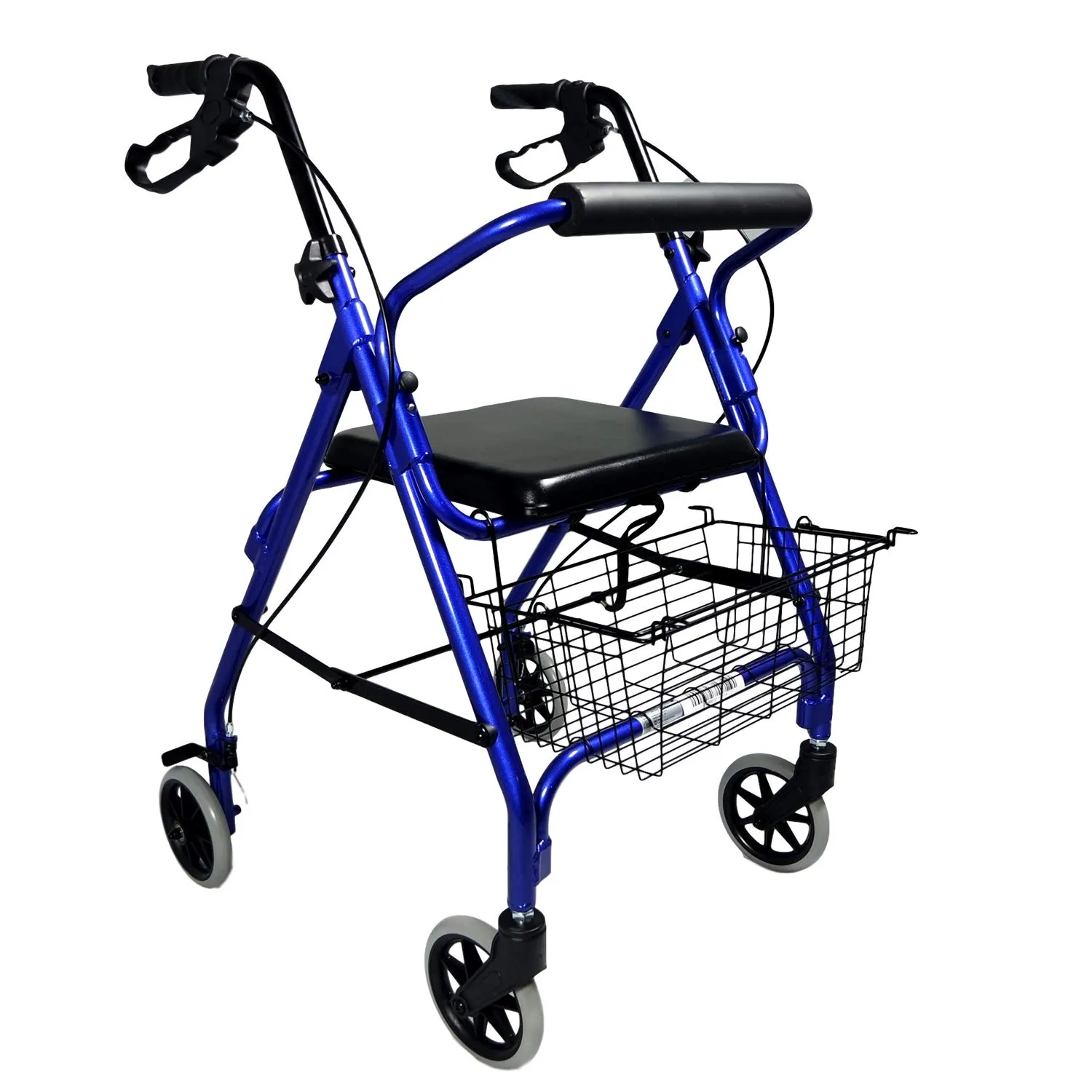 Deambulatore Rollator Ultraleggero Pieghevole con 4 Ruote, Cestino e Porta Bastone