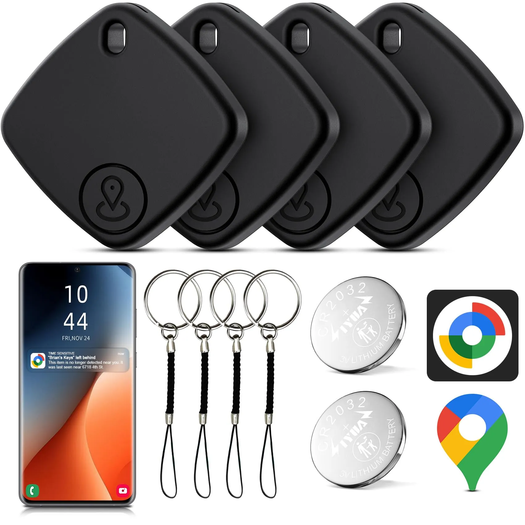 Air Tracker Android - Set da 4 localizzatori Bluetooth per chiavi, bagagli e portafogli