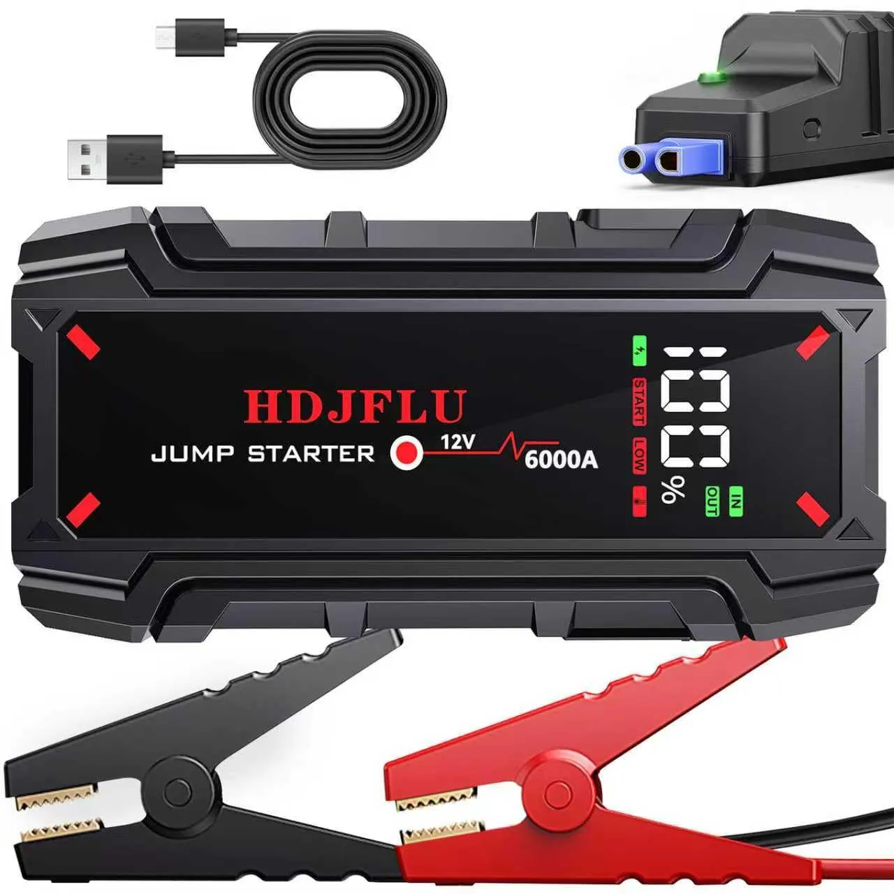 Avviatore di Emergenza Portatile 6000A per Auto, Moto, Furgoni e Barche