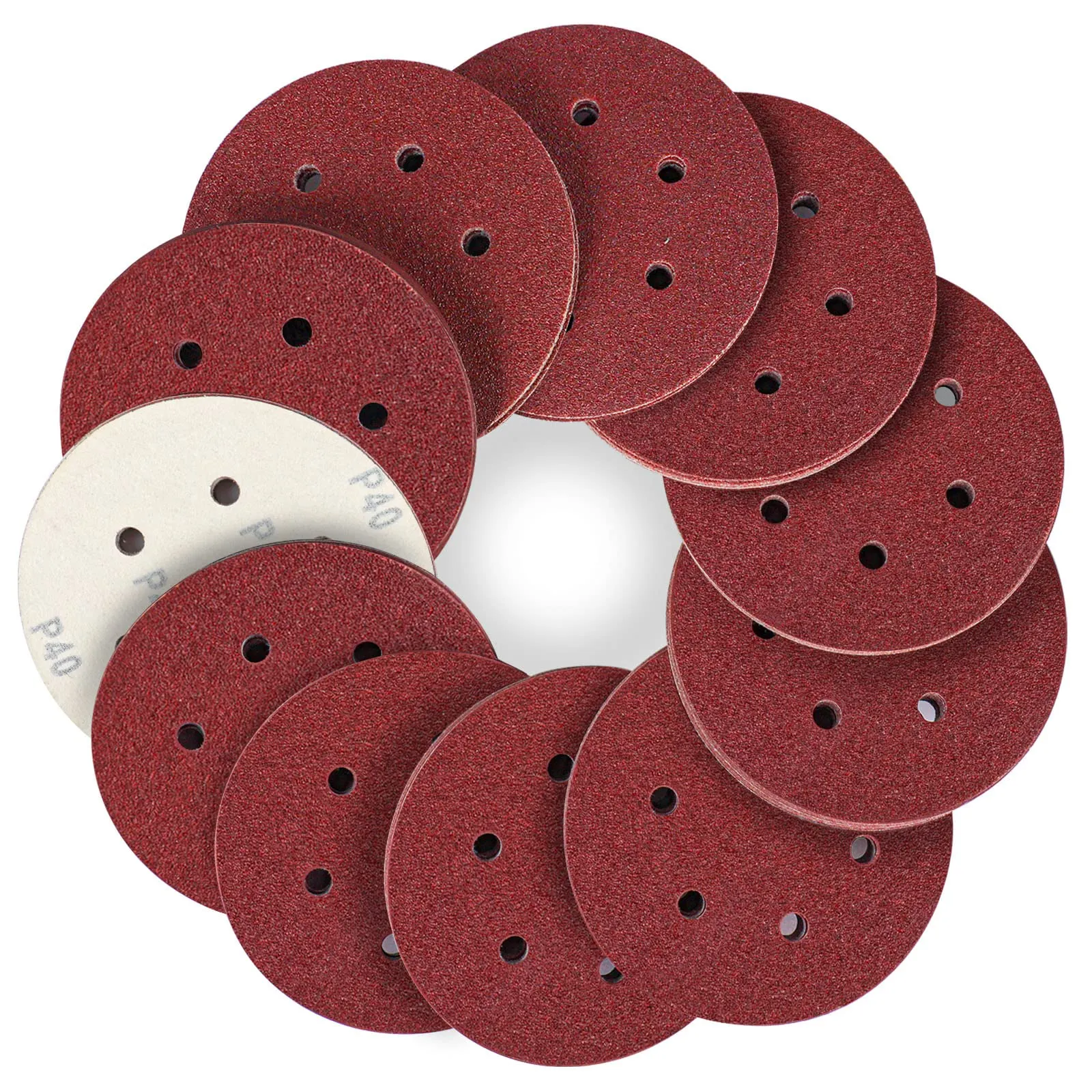 STEBRUAM Dischi Abrasivi 150mm 6 Fori Grana 40-800 (40 Pezzi)