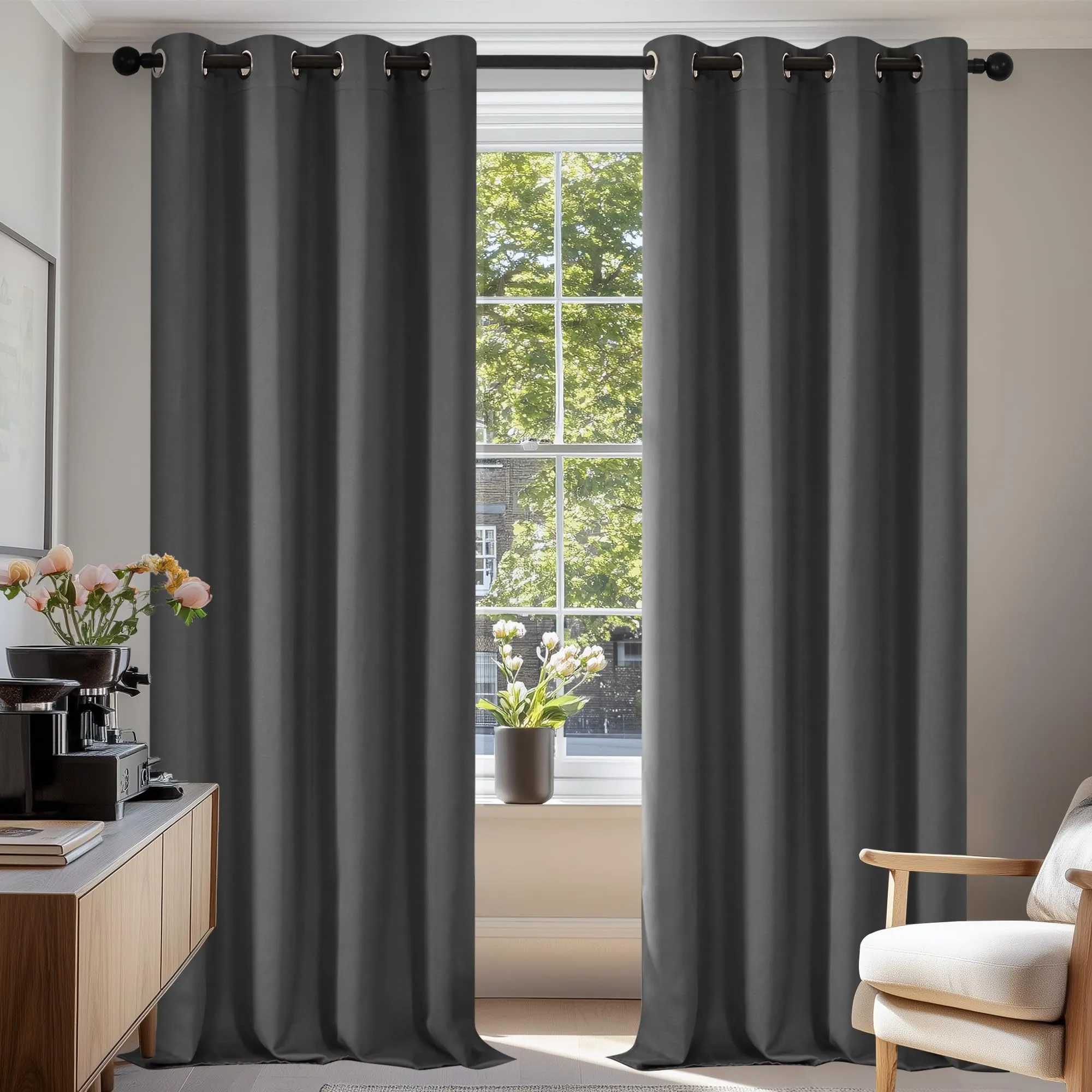 Deconovo Tende Oscuranti Grigio Scuro 135x240 cm (Set da 2)