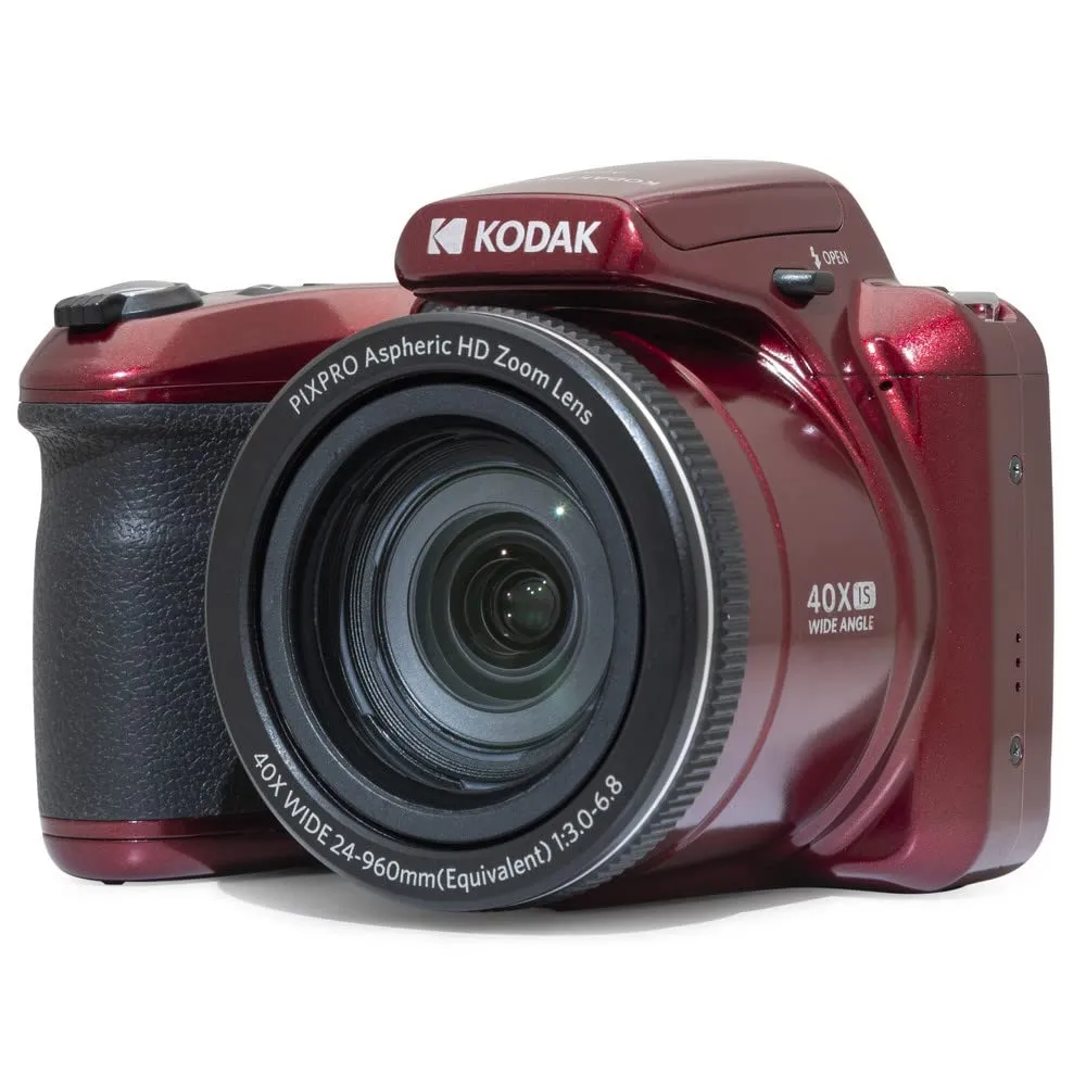 KODAK Pixpro Astro Zoom AZ405 - Fotocamera digitale Bridge, Zoom X40, Grandangolo 24mm, 20 megapixel, LCD 3, Video Full HD 1080p, OIS, Batteria AA - Rosso