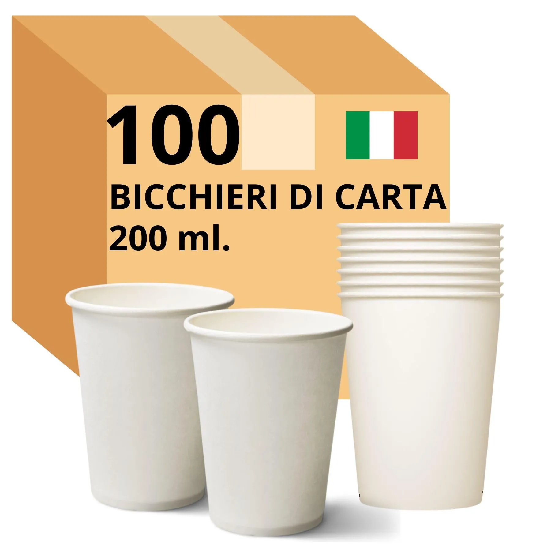 Easy8 100 Bicchieri Carta 200 ml Biodegradabili
