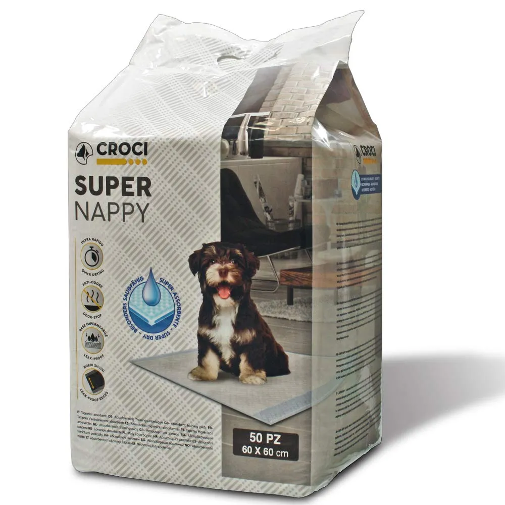 Croci Super Nappy - Tappetini Igienici per Cani 60x60 cm 50 pz