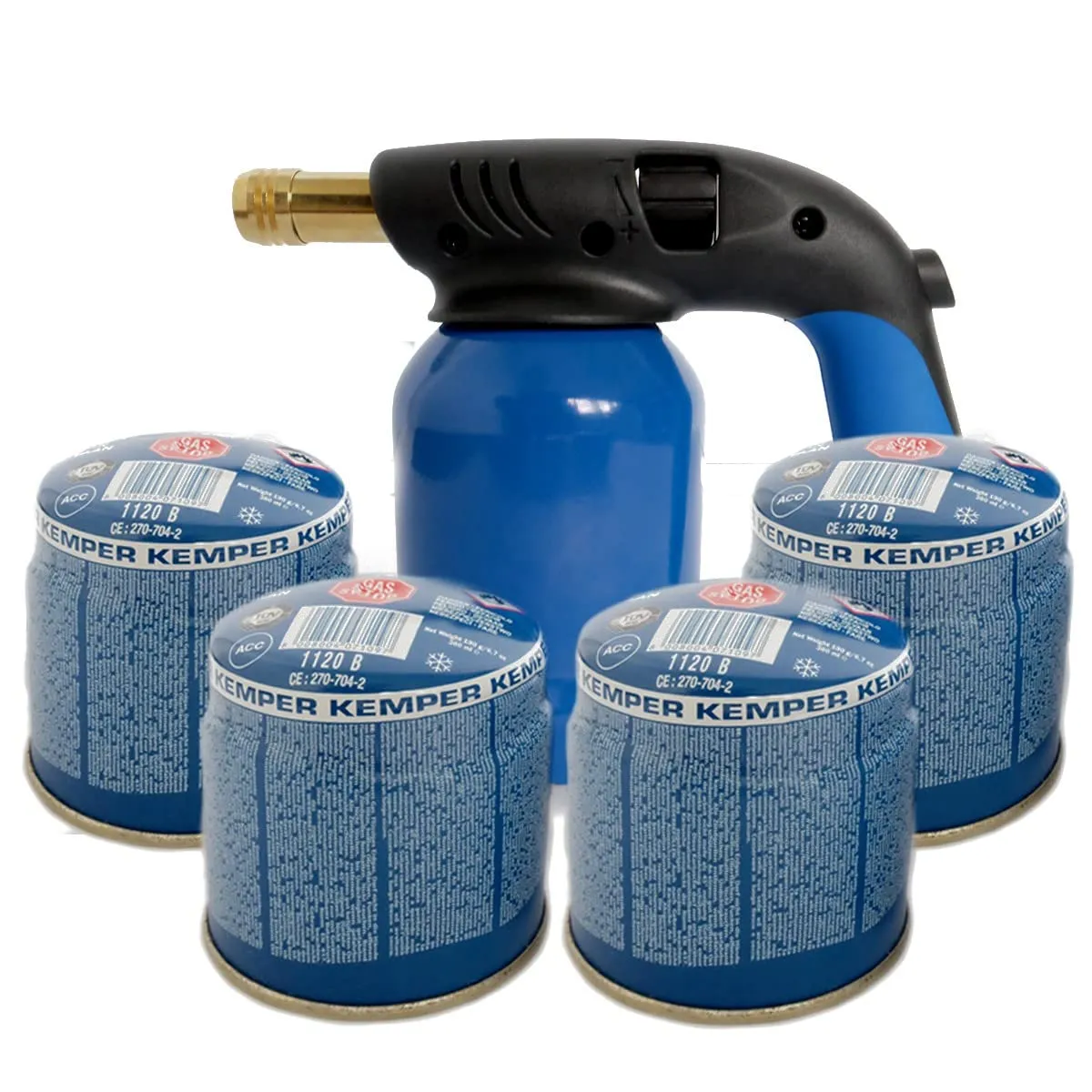 Kit Lampada a Saldare Kemper con 4 Bombole di Butano