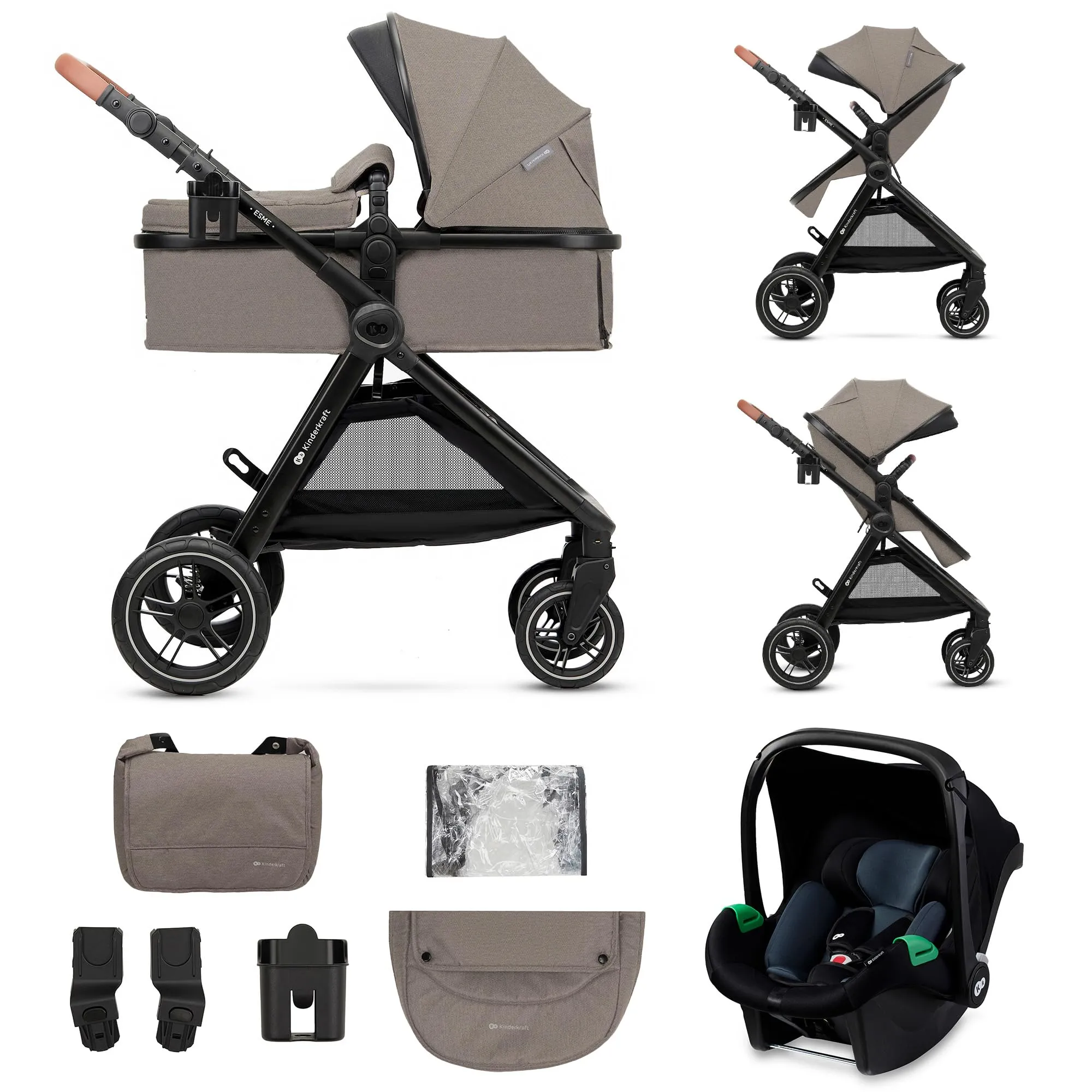 Kinderkraft ESME Trio: Il Passeggino Multifunzione 3 in 1 per Ogni Avventura