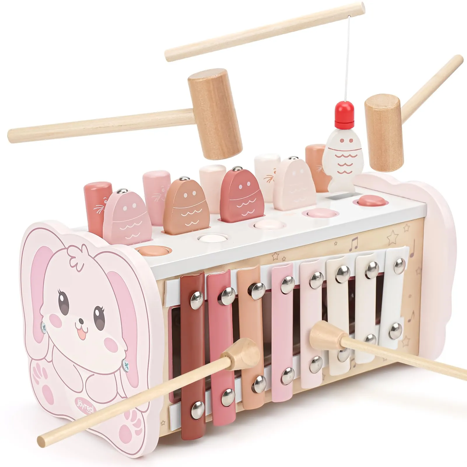 Joyreal Giochi Montessori 4 in 1: Talpa, Xilofono, Pesca e Ingranaggi