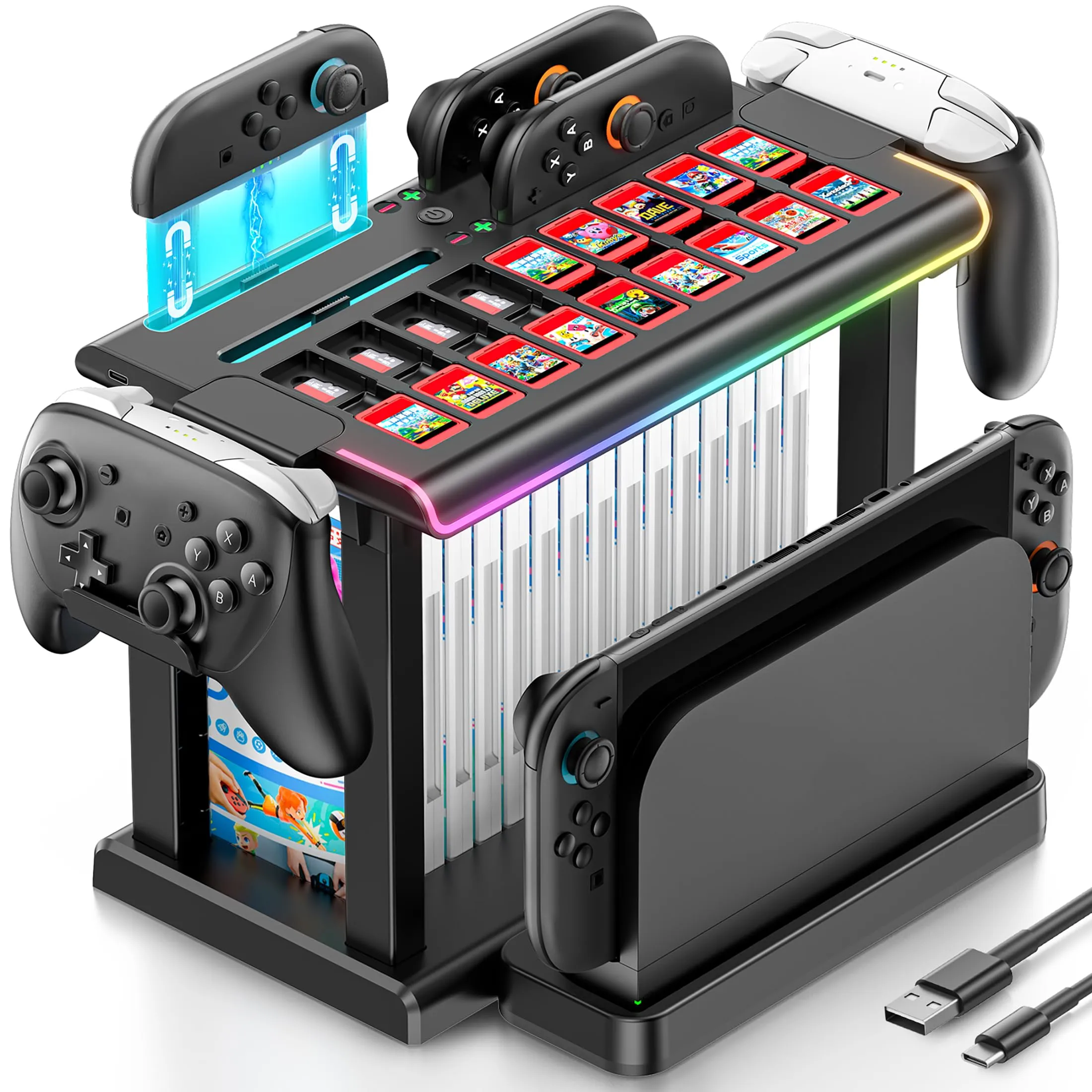 Gersker Stazione di Organizzazione e Ricarica per Nintendo Switch 2