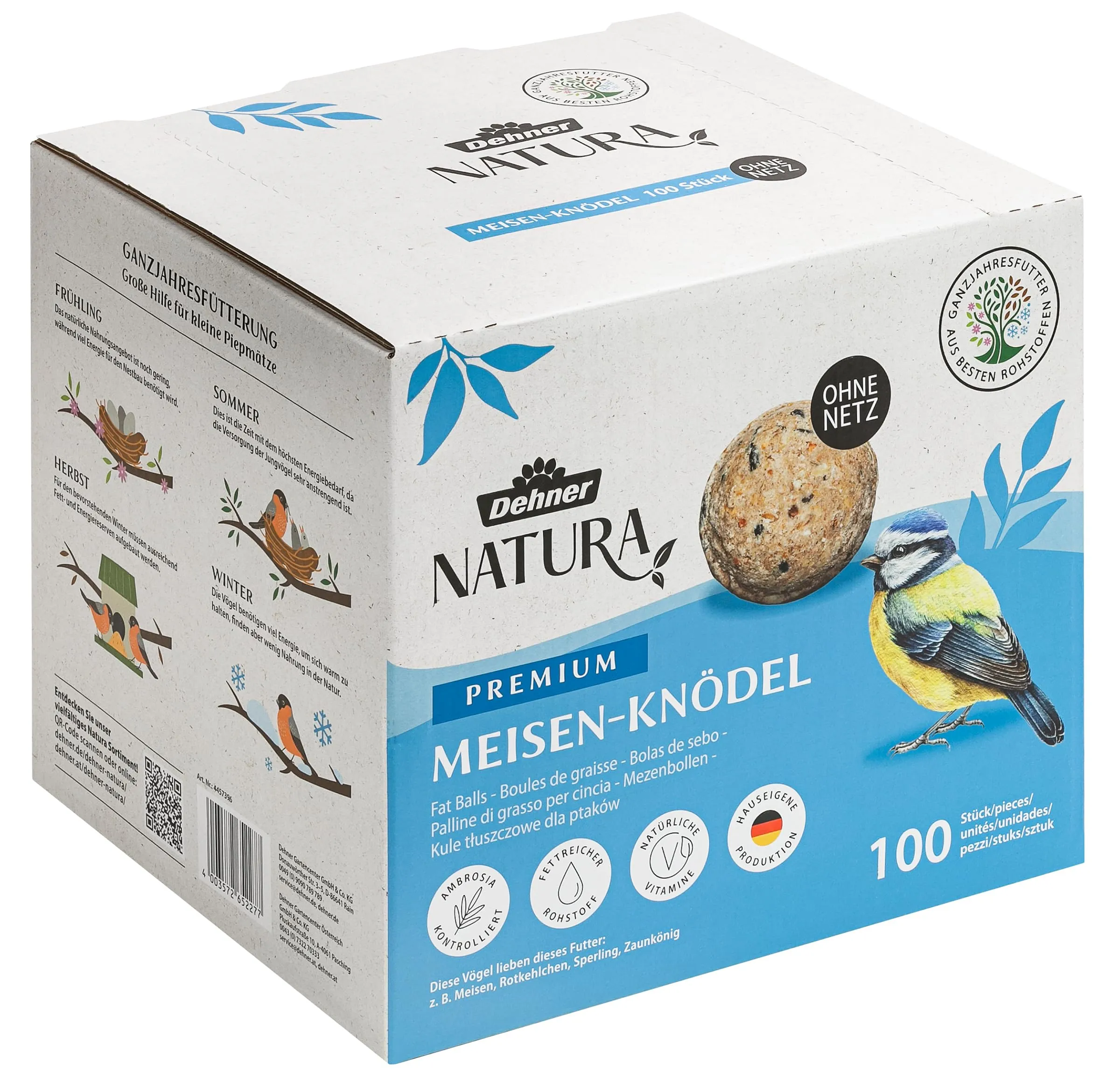 Dehner Natura Premium Palline per Cinciallegre Senza Rete - 100 Pezzi (9 kg)