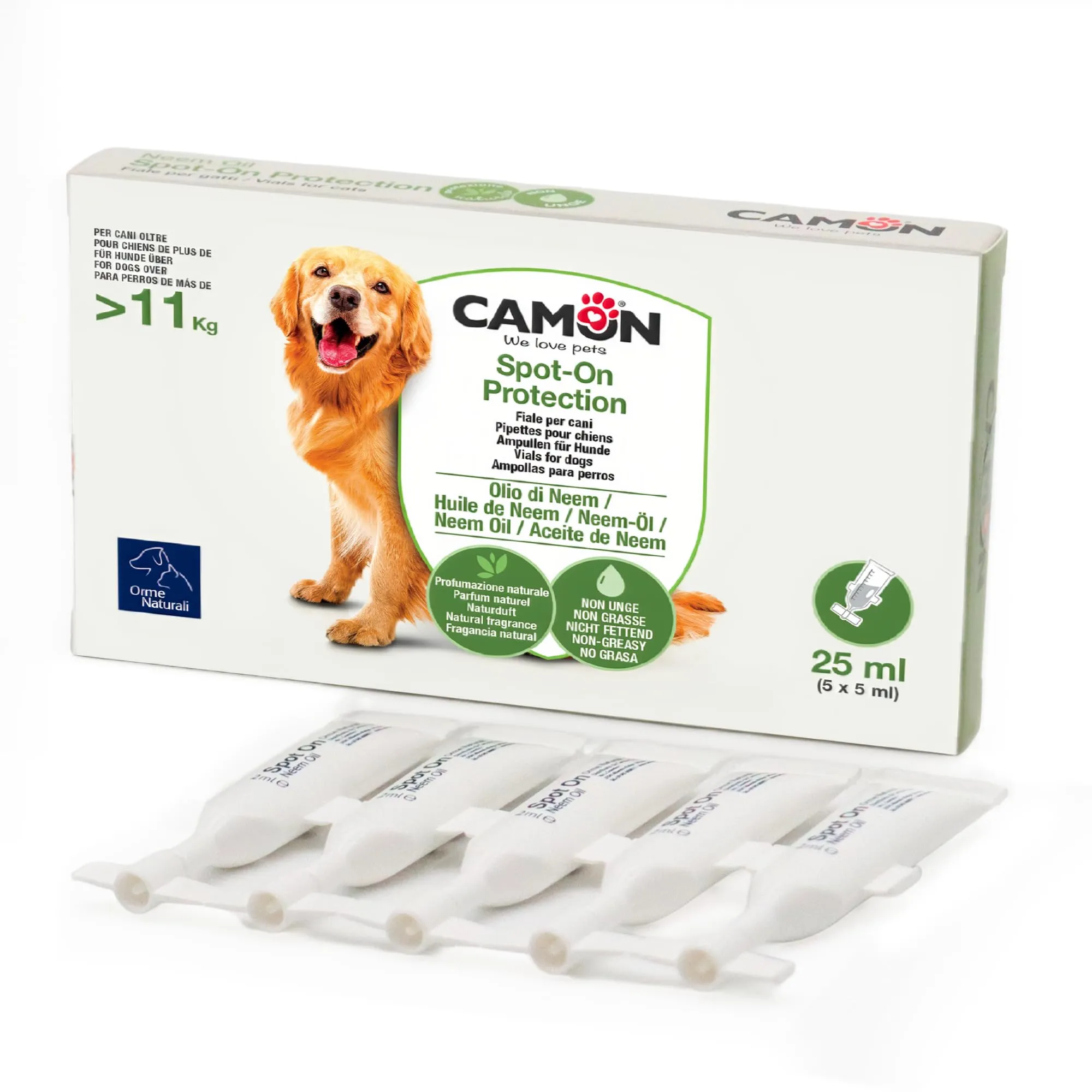 Camon Fiale Spot On Olio di Neem, Cani Oltre 10 kg, Orme Naturali