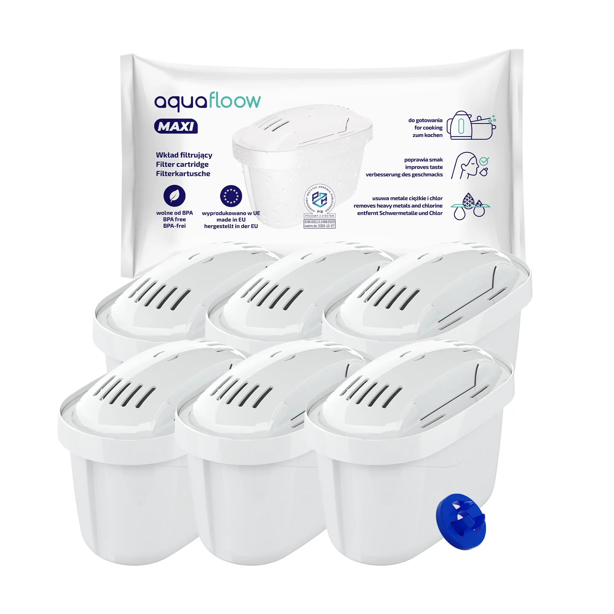 Aquafloow Maxi Set di 6 Cartucce Filtranti per Acqua
