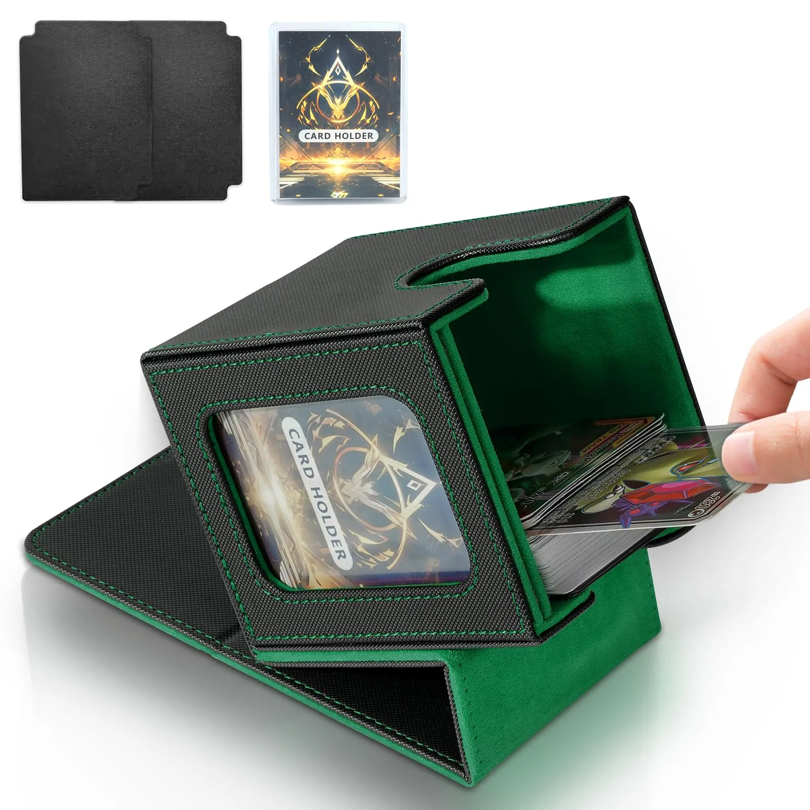 IVODEELA Deck Box Nero Verde per MTG e TCG - Protezione e Stile per le Tue Carte
