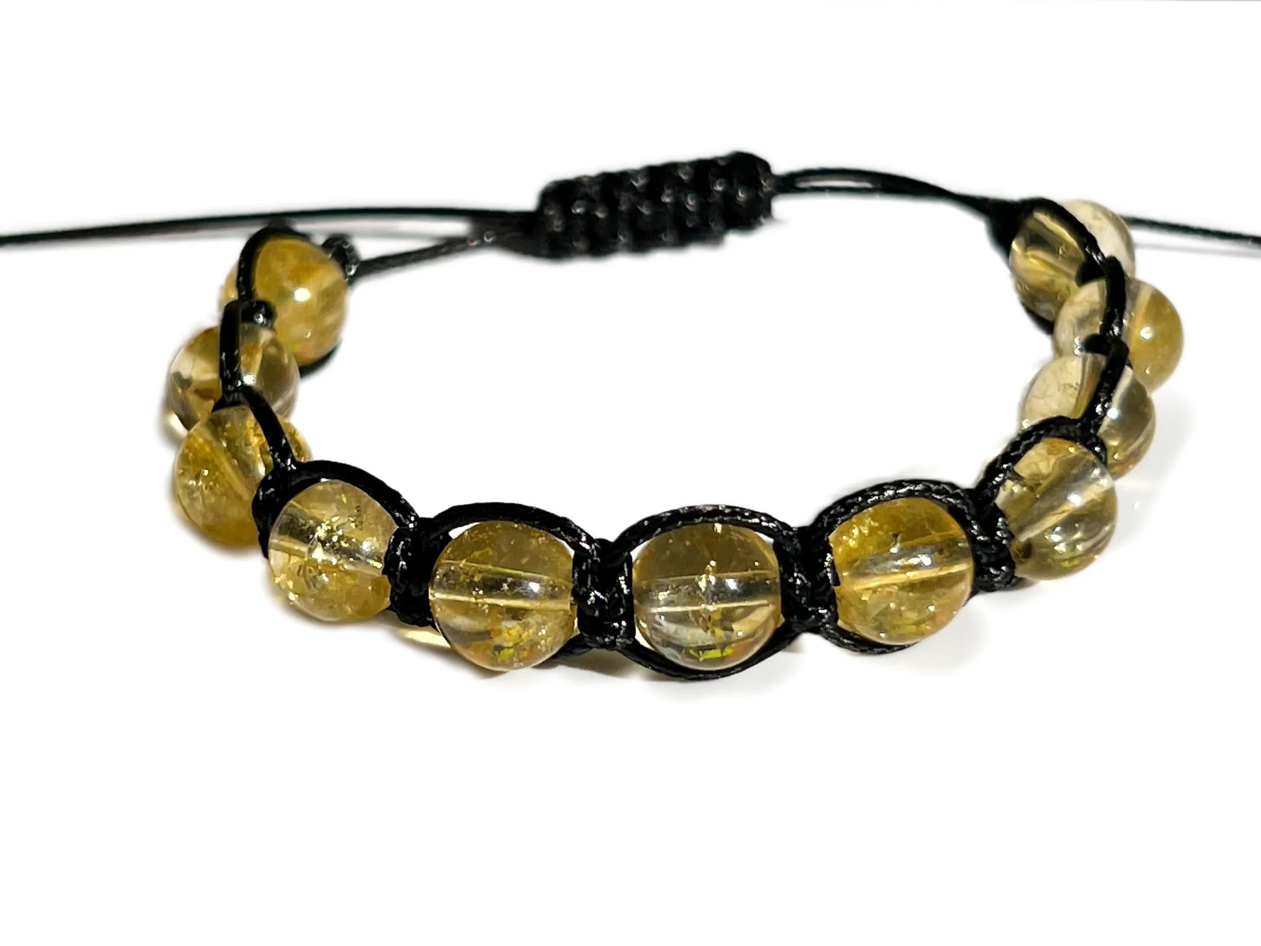 Bracciale Shamballa Quarzo Citrino Unisex - Portafortuna e Prosperità