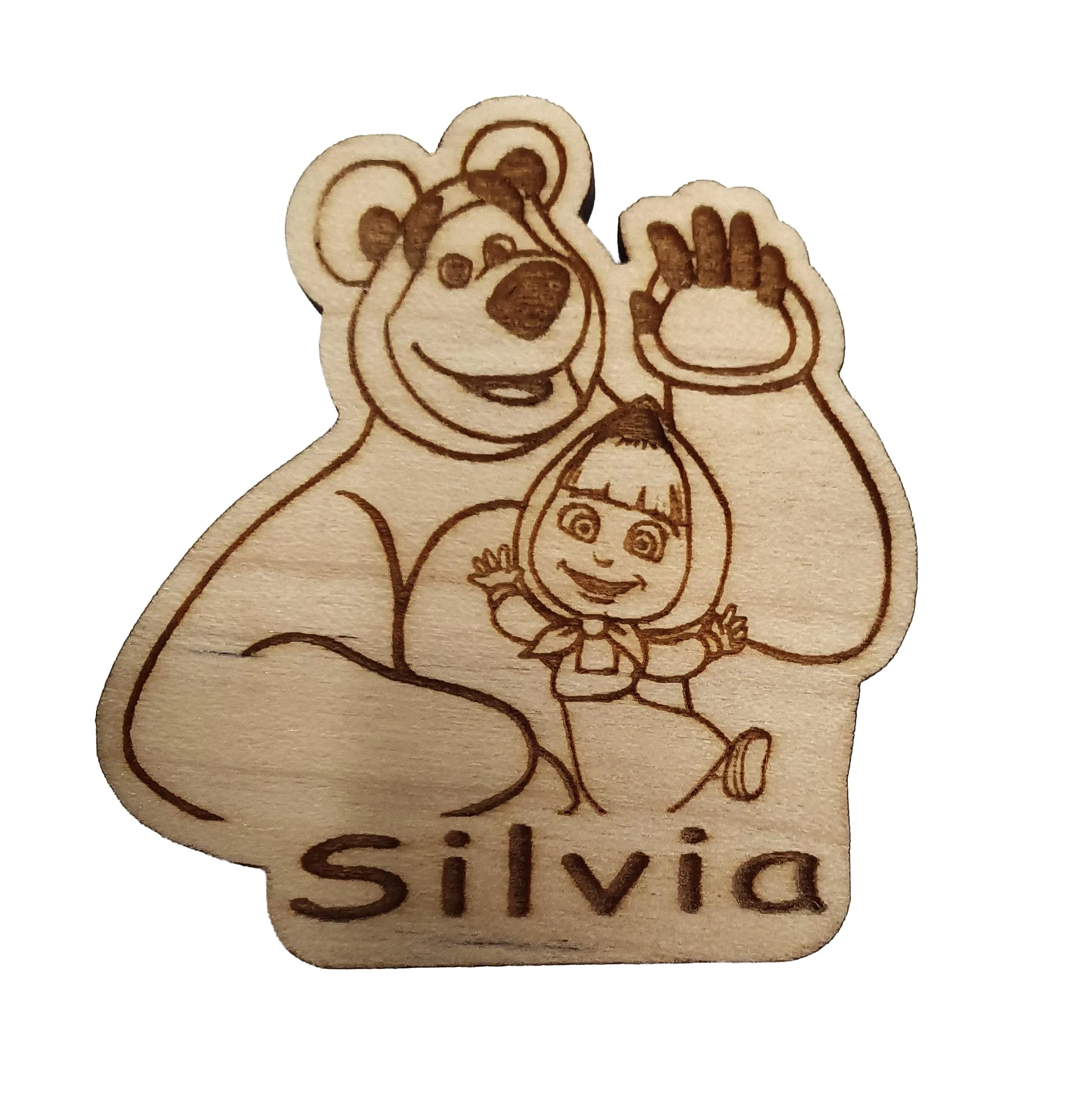 10 Ciondolini/Calamite Masha e Orso Personalizzate in Legno
