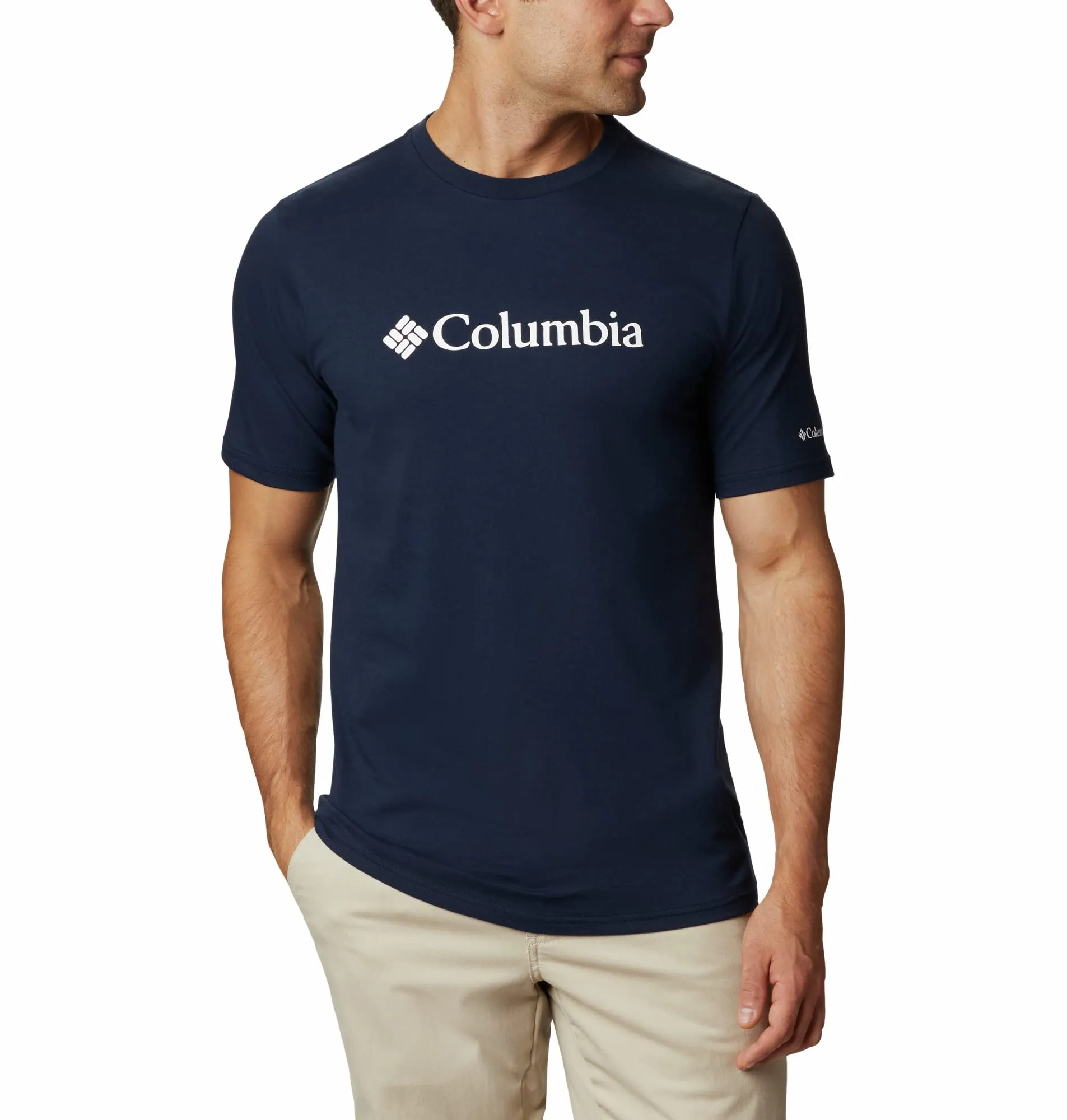 Columbia CSC Basic Logo Short Sleeve, Maglietta A Manica Corta Uomo, Collegiate Navy/White, L