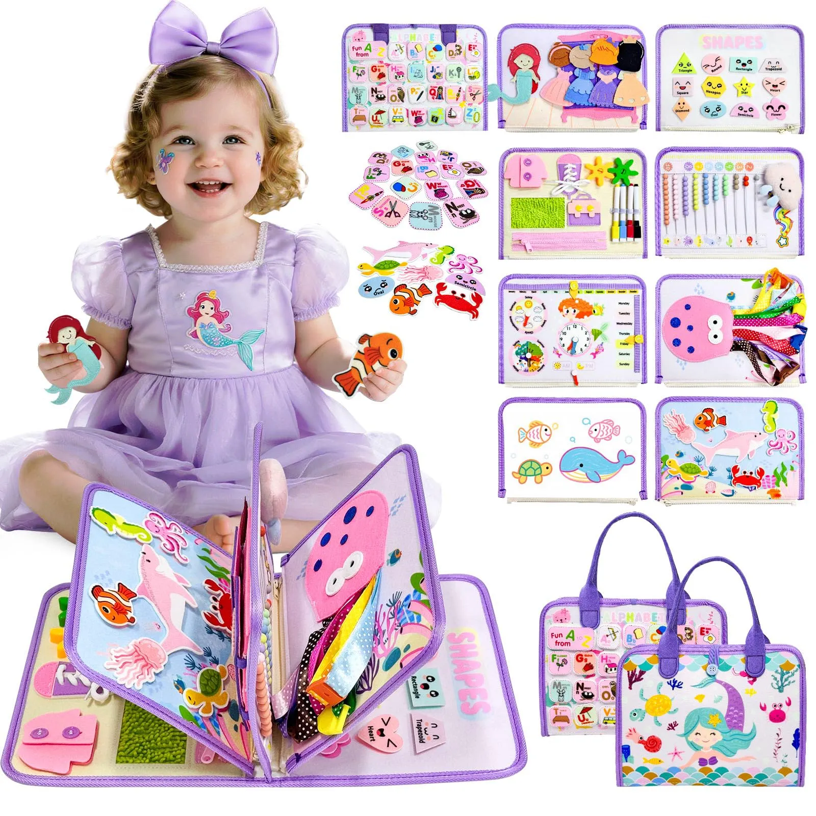 Sumtoco Busy Board Montessori a Tema Sirena