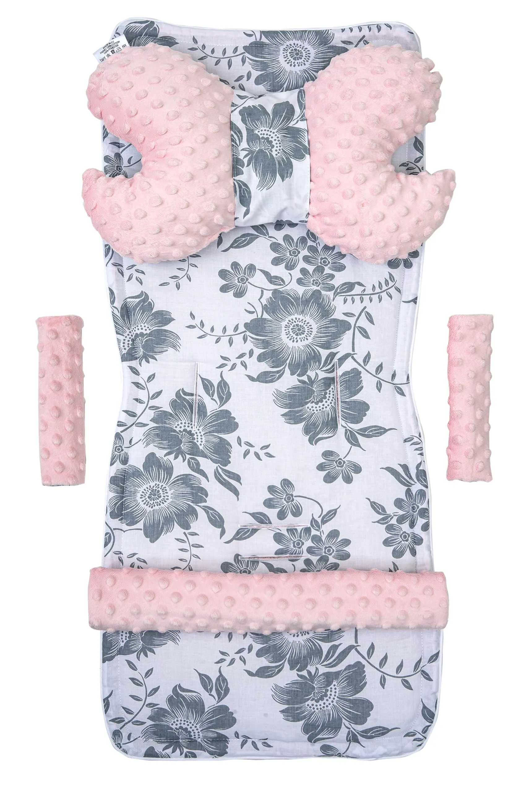 Medi Partners Riduttore Passeggino Universale Materassino Copri Neonato Cuscino - Berry con Rosa Minky