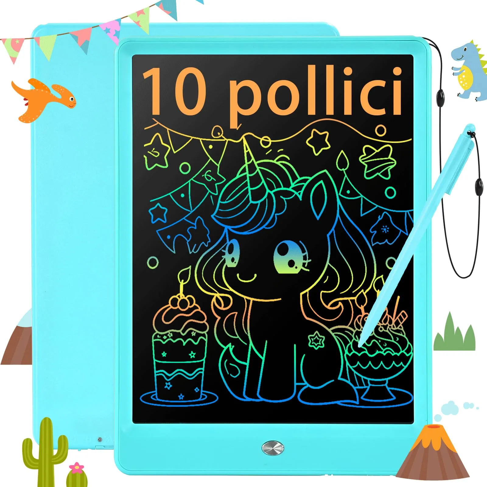 EooCoo Tavoletta Grafica LCD 10 Pollici Blu per Bambini