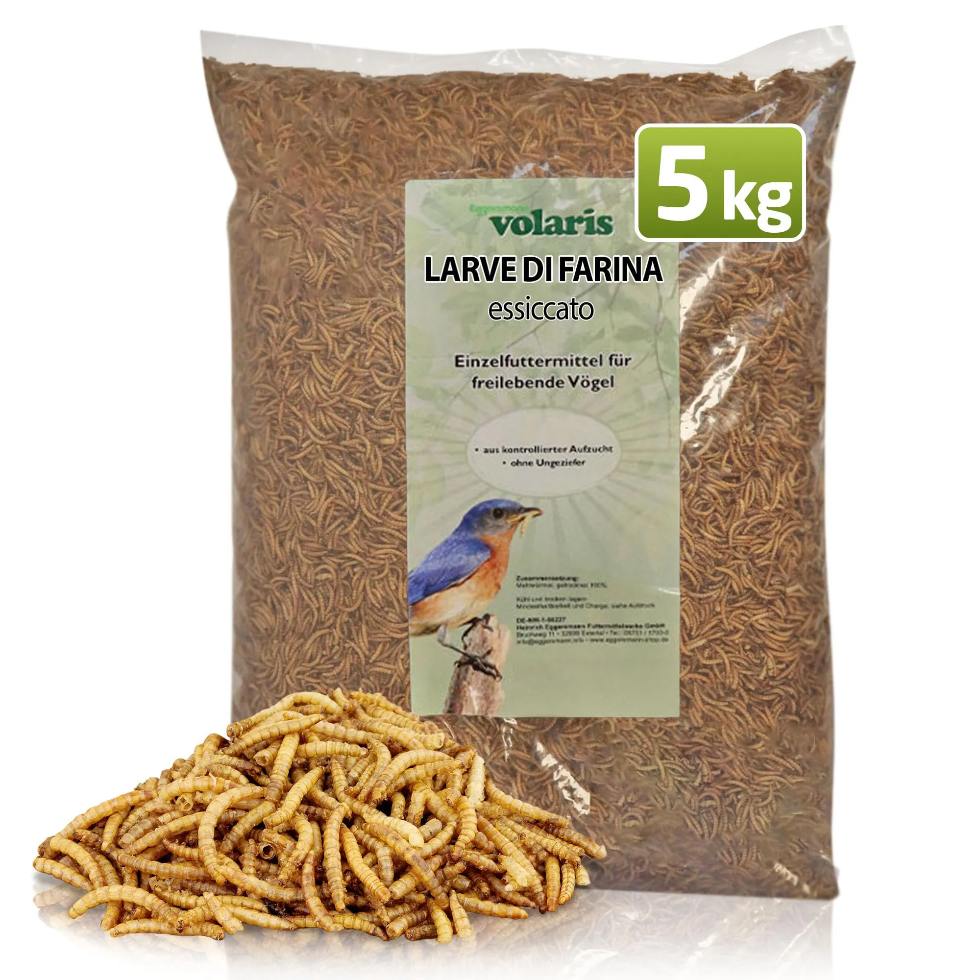 Eggersmann Volaris Vermi Essiccati 5kg - Alimento Proteico Naturale per Uccelli Selvatici