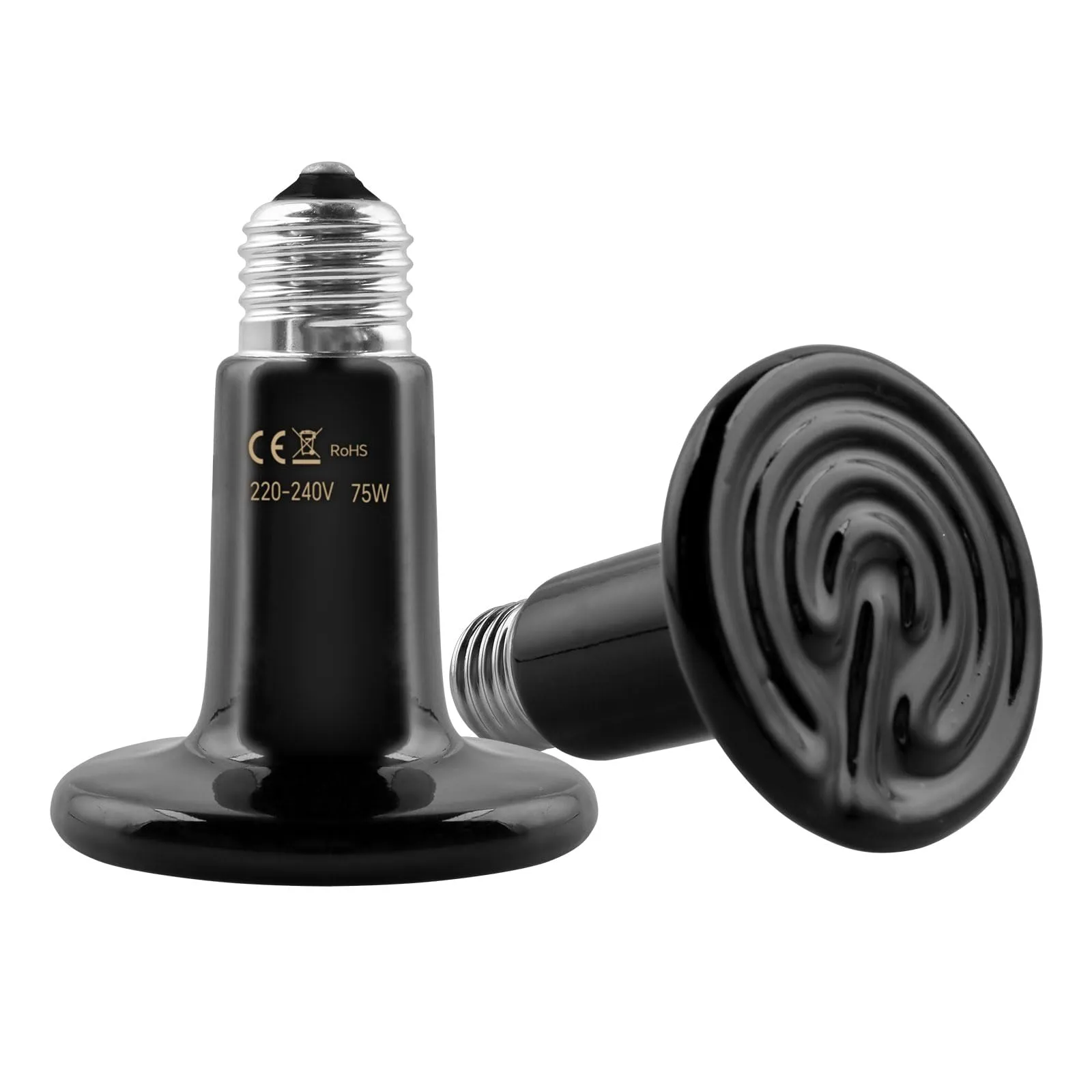 Lampada Riscaldante in Ceramica E27 75W per Rettili e Anfibi (2 Pezzi)