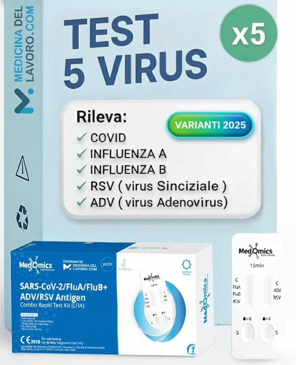 Test Rapido Combo 5in1: Covid-19, Influenza A/B, RSV, ADV - 5 Test