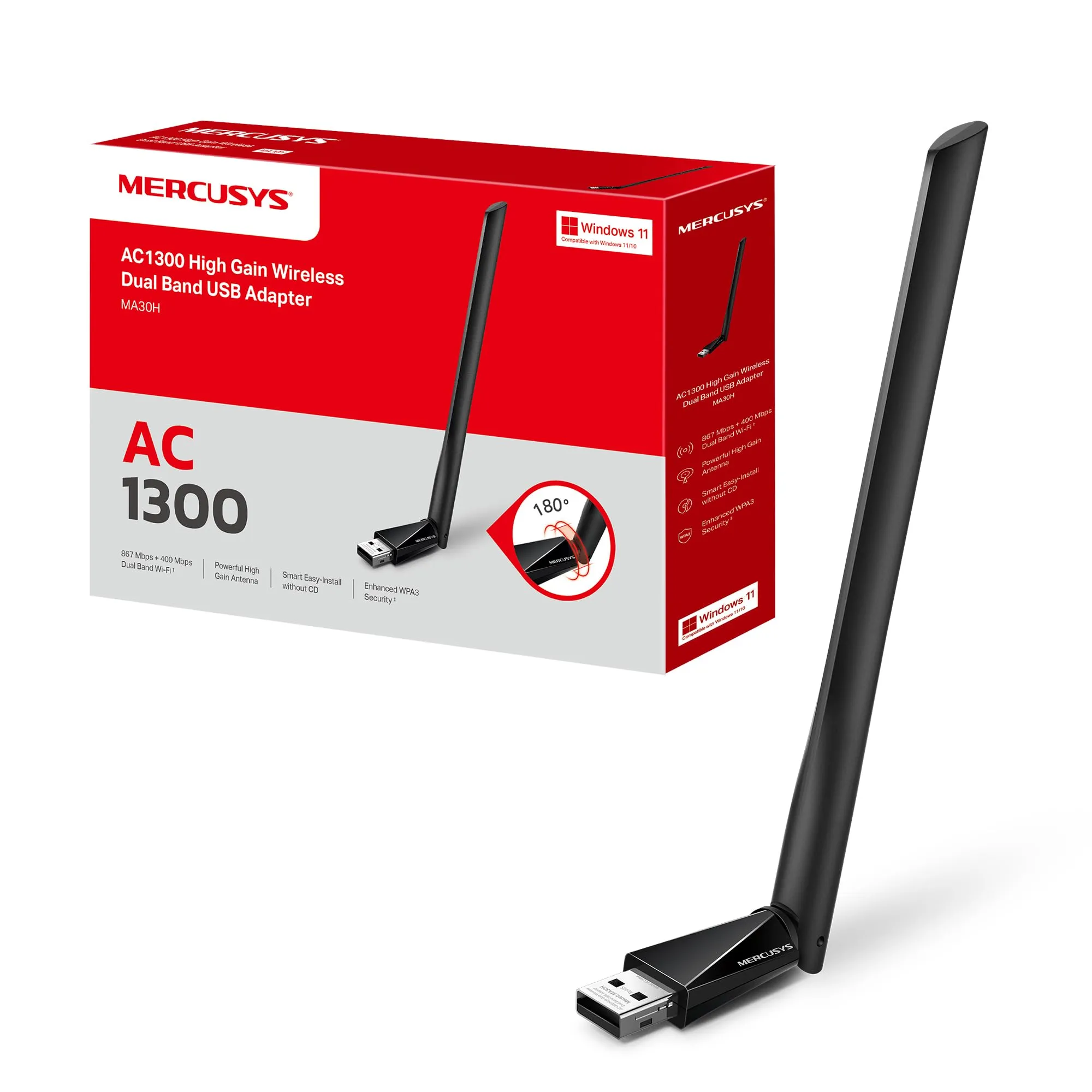 MERCUSYS MA30H Chiavetta WiFi USB AC1300 Dual Band ad Alto Guadagno