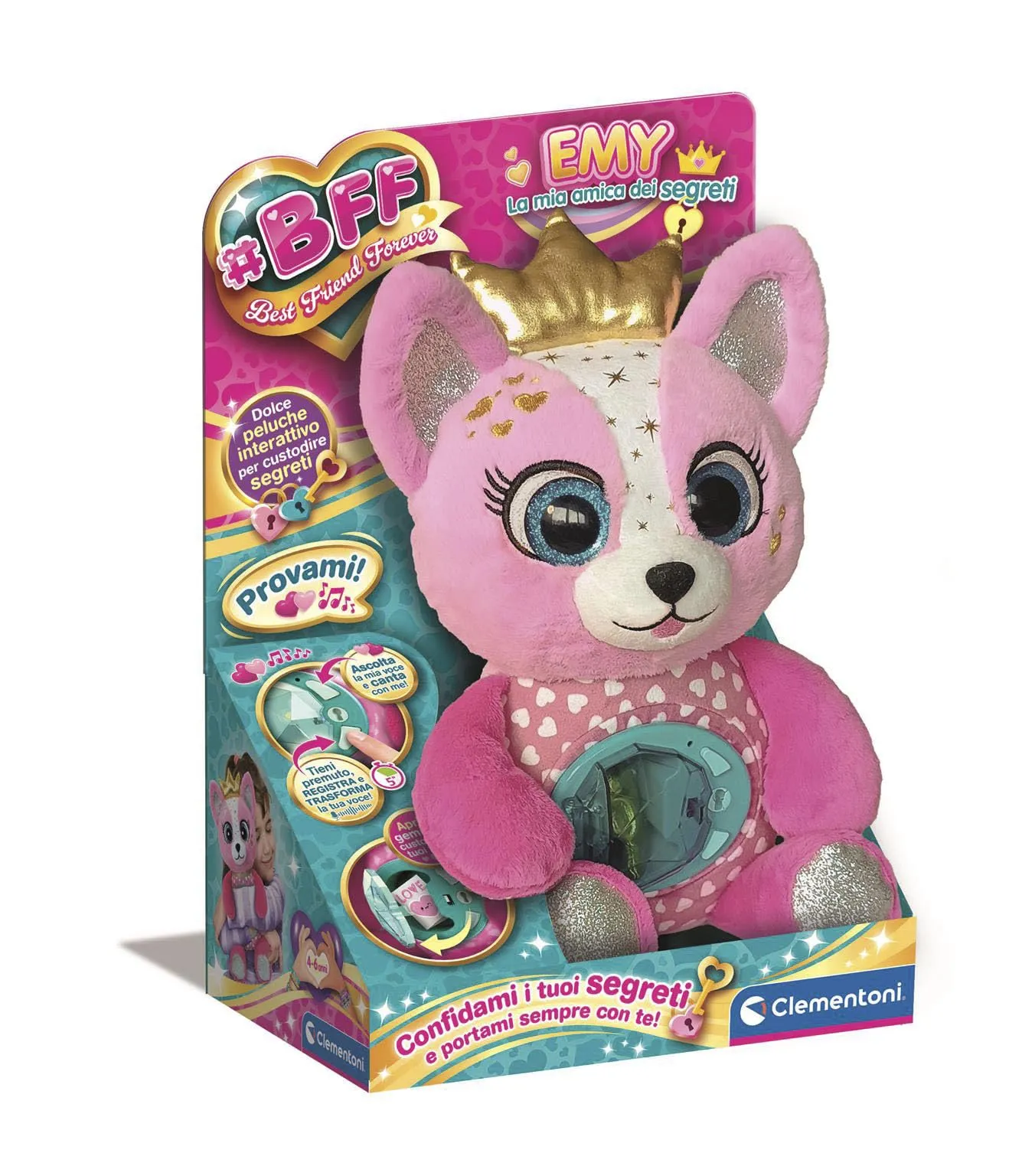 Clementoni BFF Emy - La Mia Amica dei Segreti, Peluche Interattivo