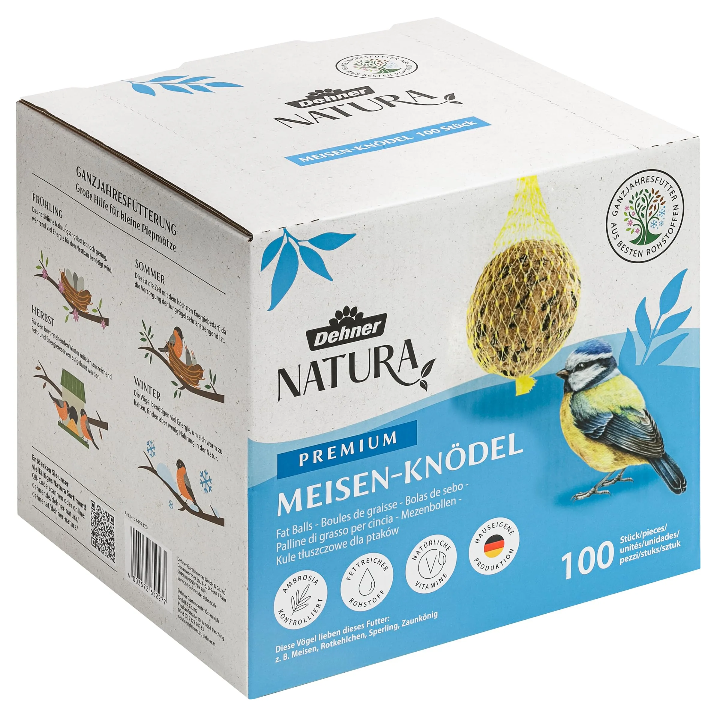 Dehner Natura Premium Palline per Cinciallegre con Rete - 100 Pezzi (9 kg)