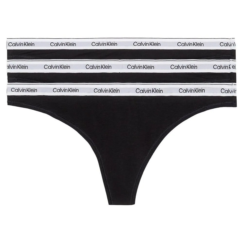 Calvin Klein Perizomi Donna Confezione da 3 Modern Logo Tanga, Nero