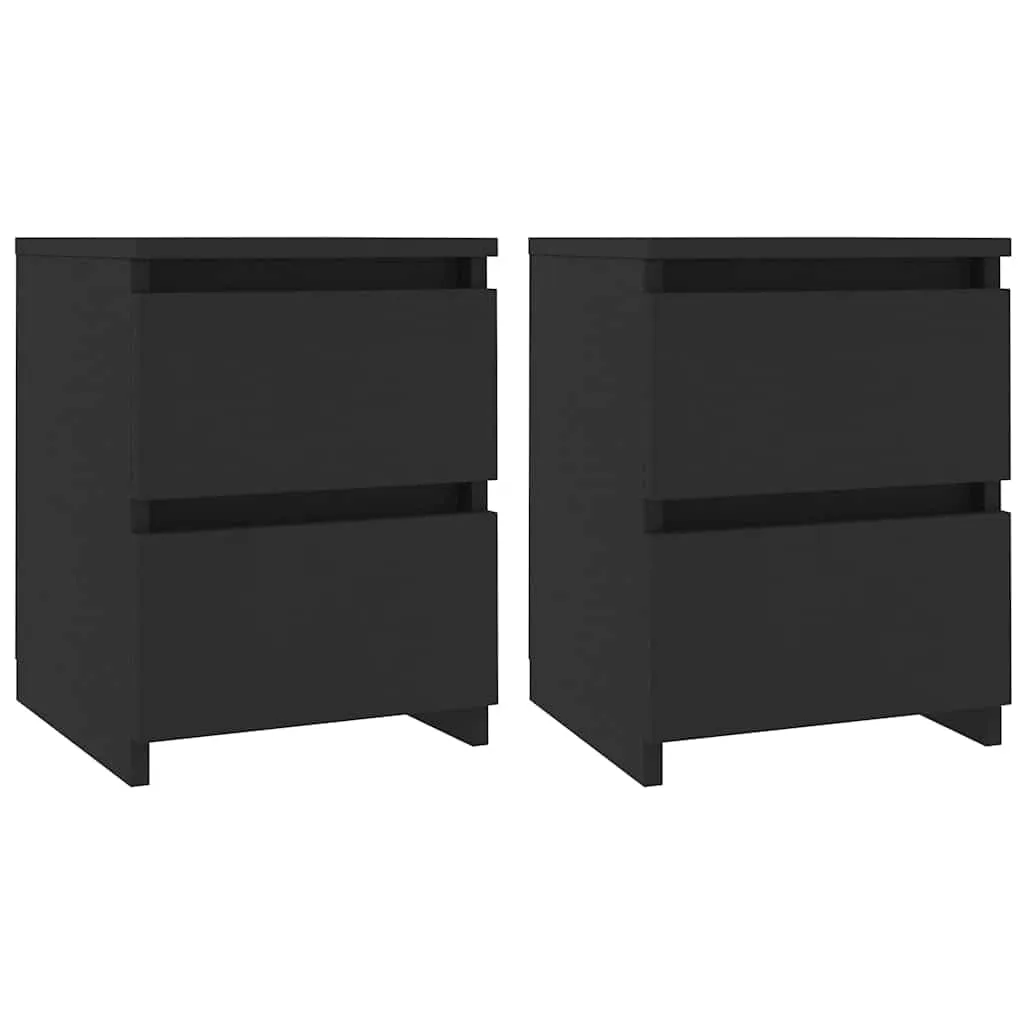 Comodino Moderno Nero con 2 Cassetti - vidaXL